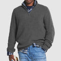 Frederick | Men's Quarter-Zip Ribbed Knit Sweater Business Casual Pullover - Gray