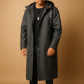 Victor | Men's Waterproof Hooded Long Rain Jacket EVA Snap-Button - Black