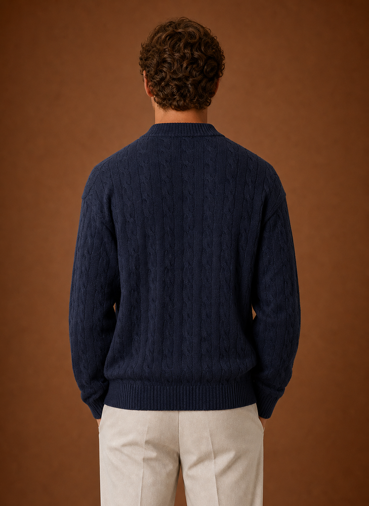 Logan | Men's Cable Knit Cardigan - Button Front Sweater