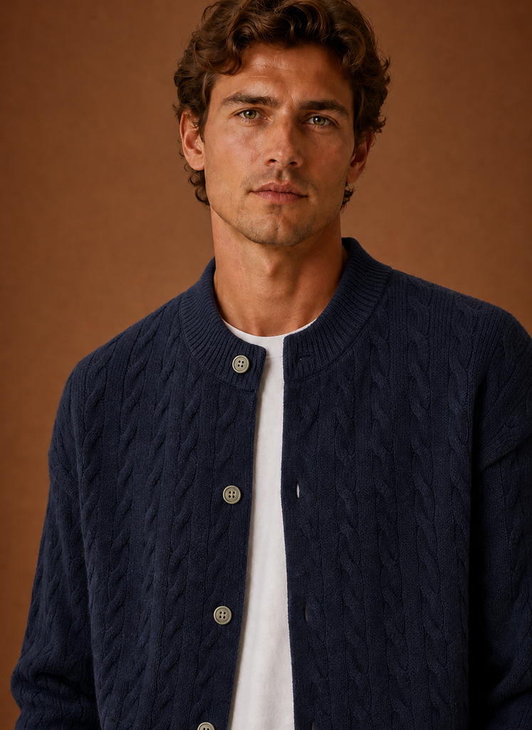 Logan | Men's Cable Knit Cardigan - Button Front Sweater