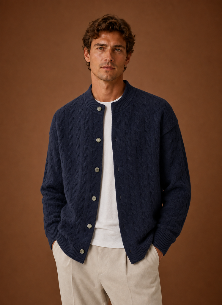 Logan | Men's Cable Knit Cardigan - Button Front Sweater