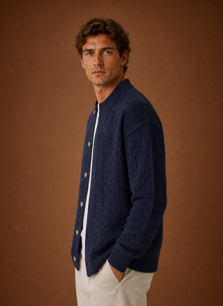Logan | Men's Cable Knit Cardigan - Button Front Sweater