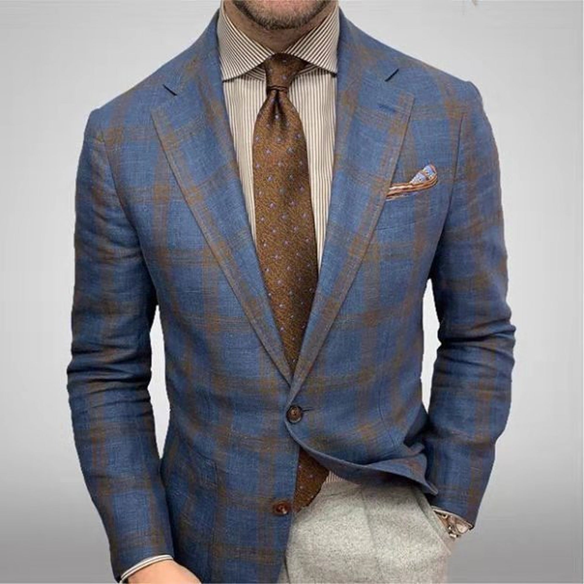 Arthur | Notch Lapel Plaid Blazer for Men - Blue