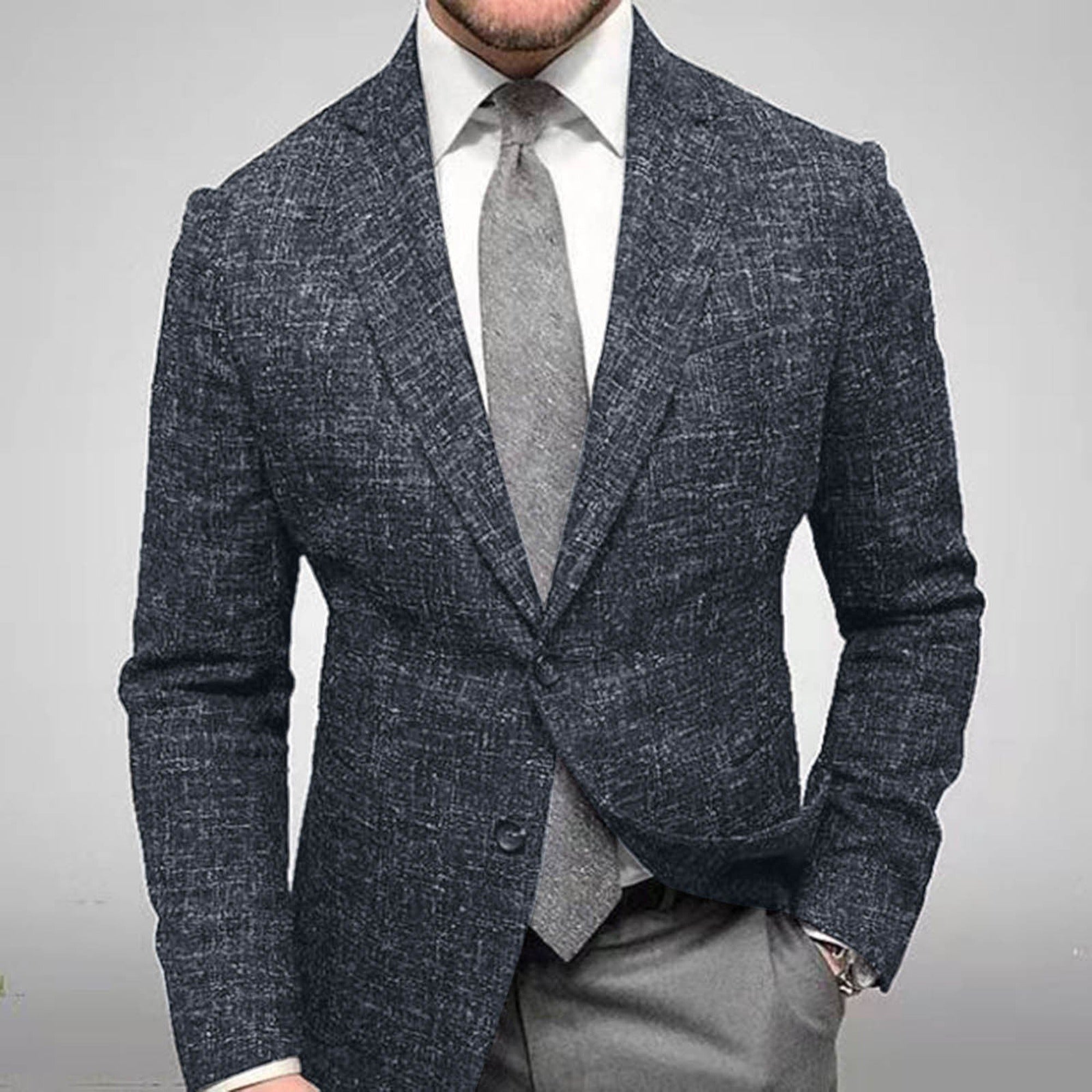 Arthur | Notch Lapel Plaid Blazer for Men - Dark Gray