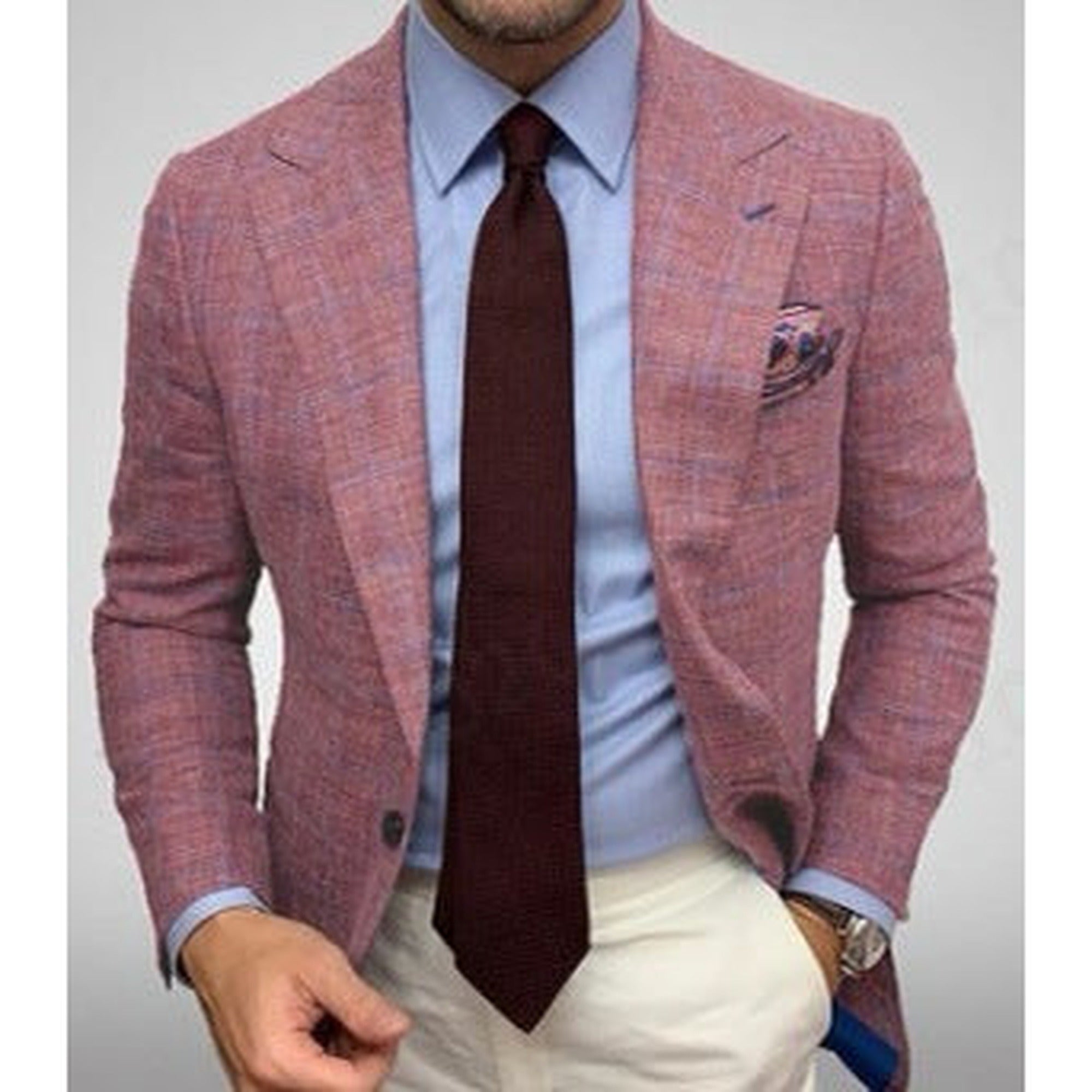 Arthur | Notch Lapel Plaid Blazer for Men - Pink