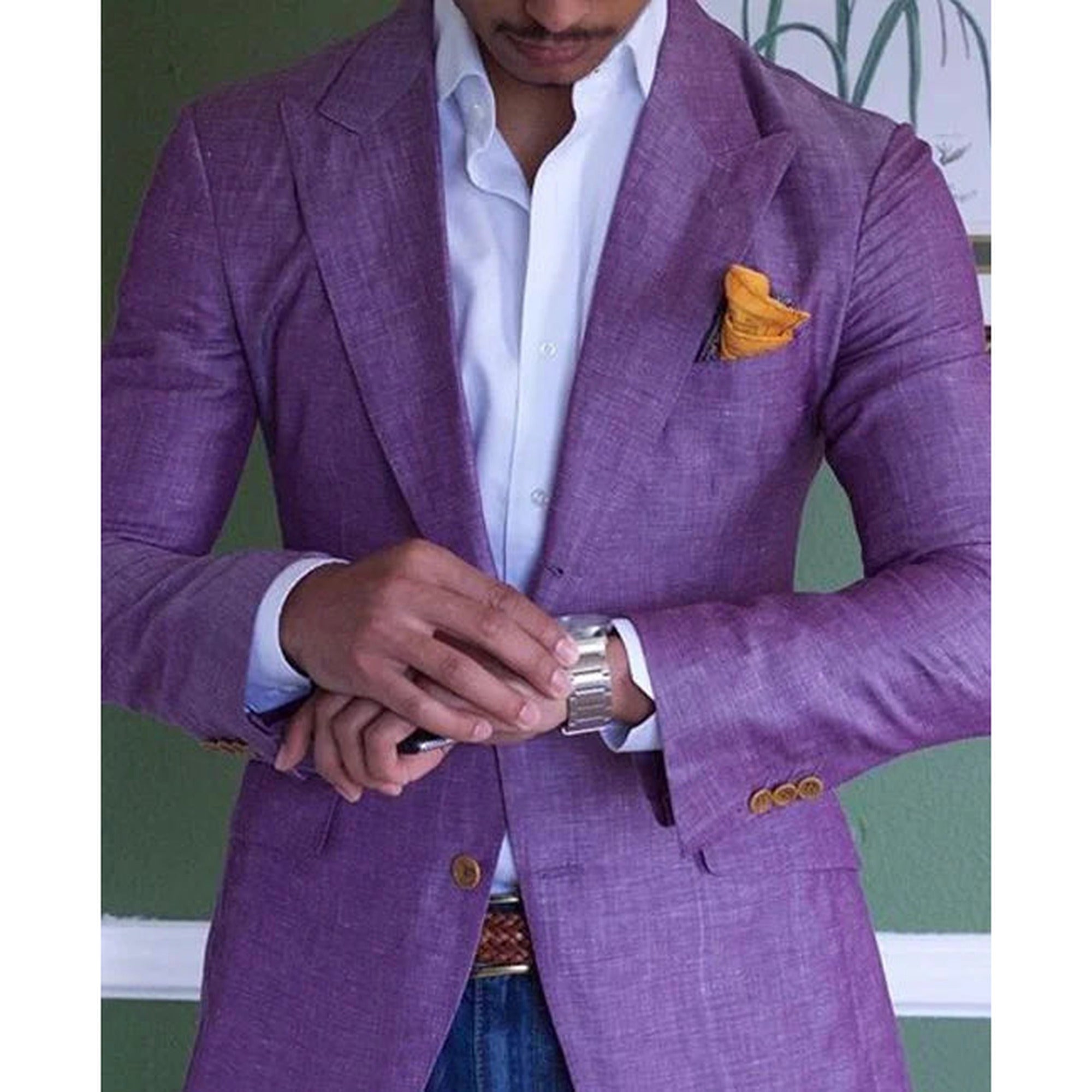 Arthur | Notch Lapel Plaid Blazer for Men - Purple