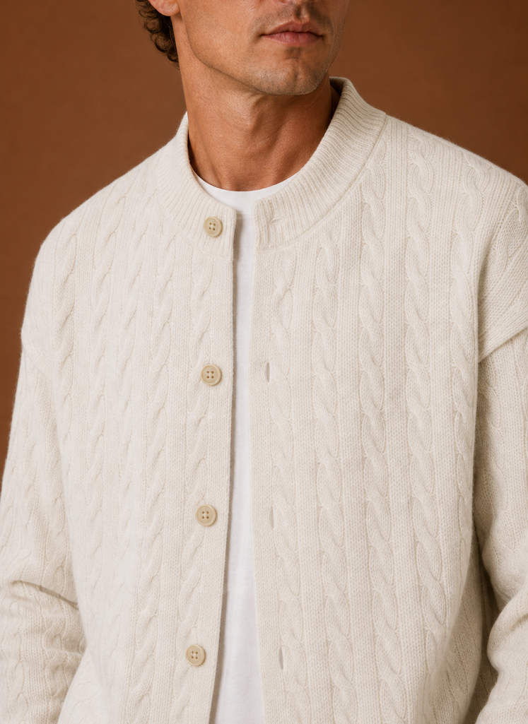 Logan | Men's Cable Knit Cardigan - Button Front Sweater