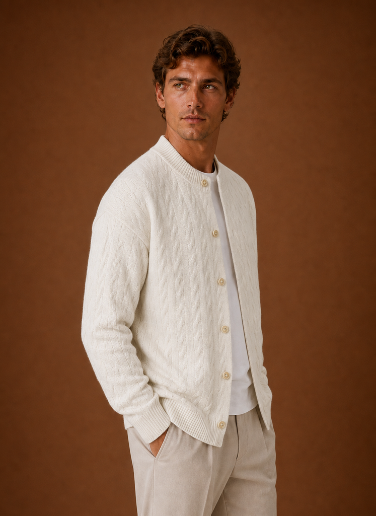 Logan | Men's Cable Knit Cardigan - Button Front Sweater