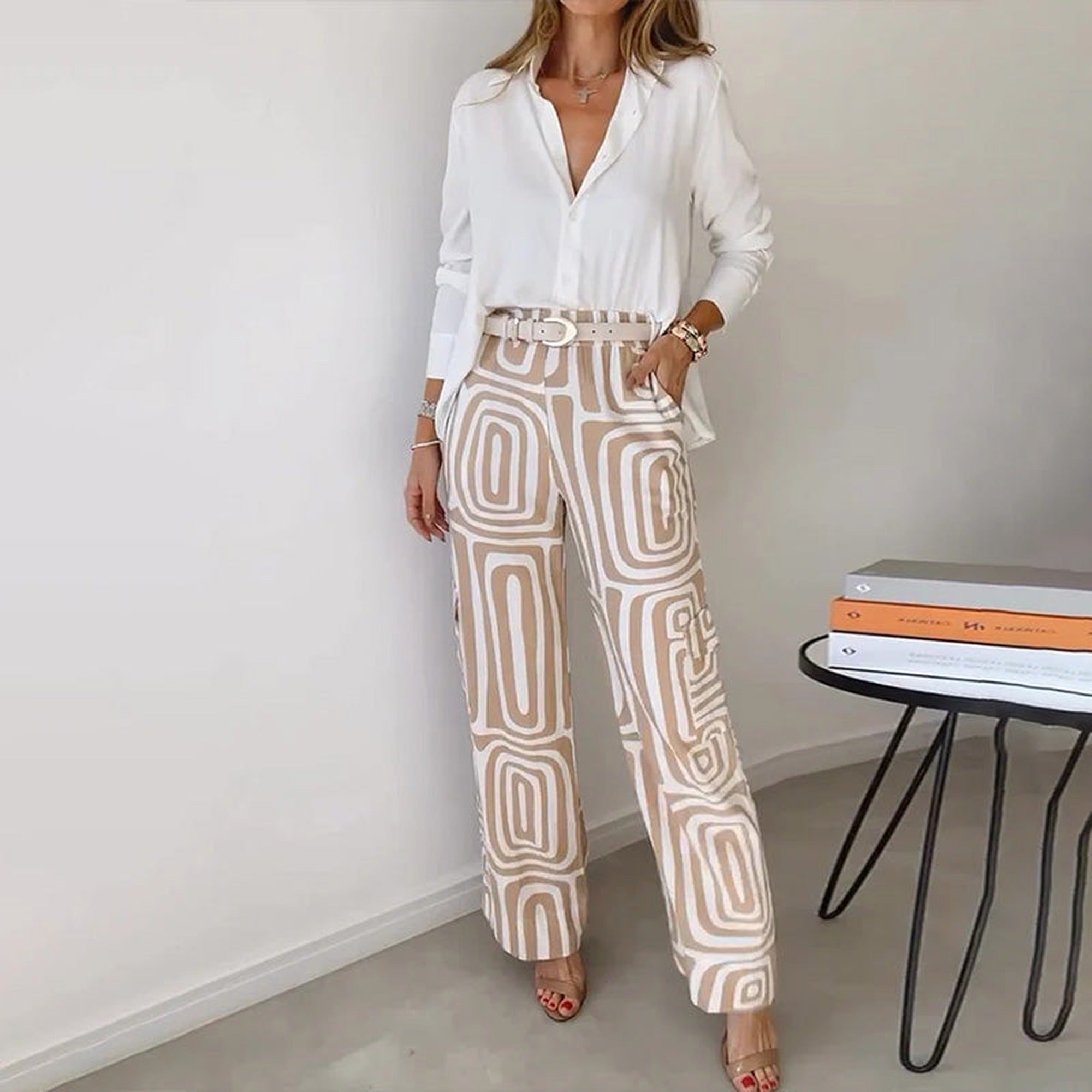 Estelle | Elegant Two-Piece Set - Khaki