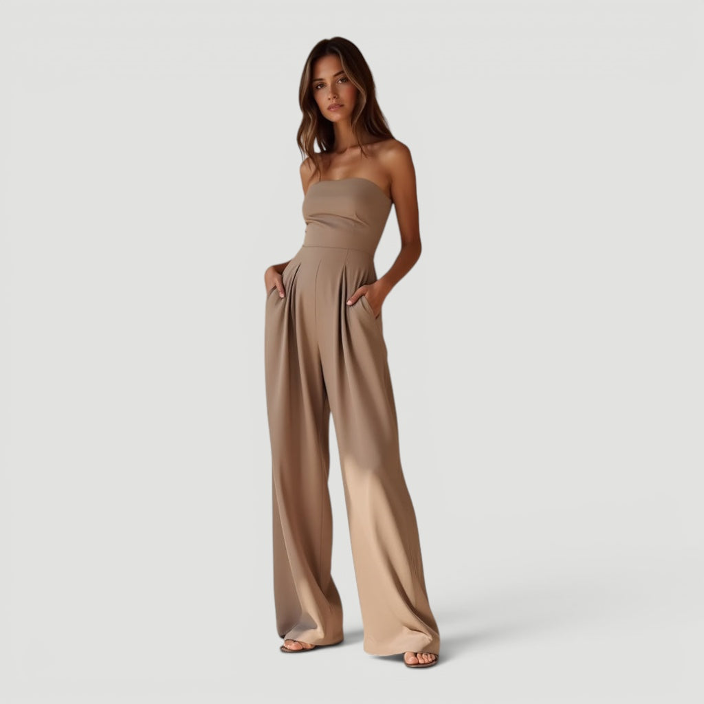 Ellmont London | Women’s Timeless Wide Leg Comfortable Strapless Jumpsuit