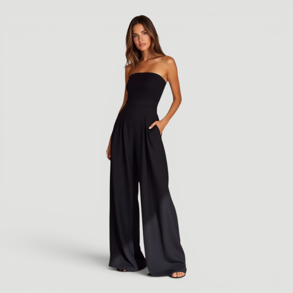 Ellmont London | Women’s Timeless Wide Leg Comfortable Strapless Jumpsuit