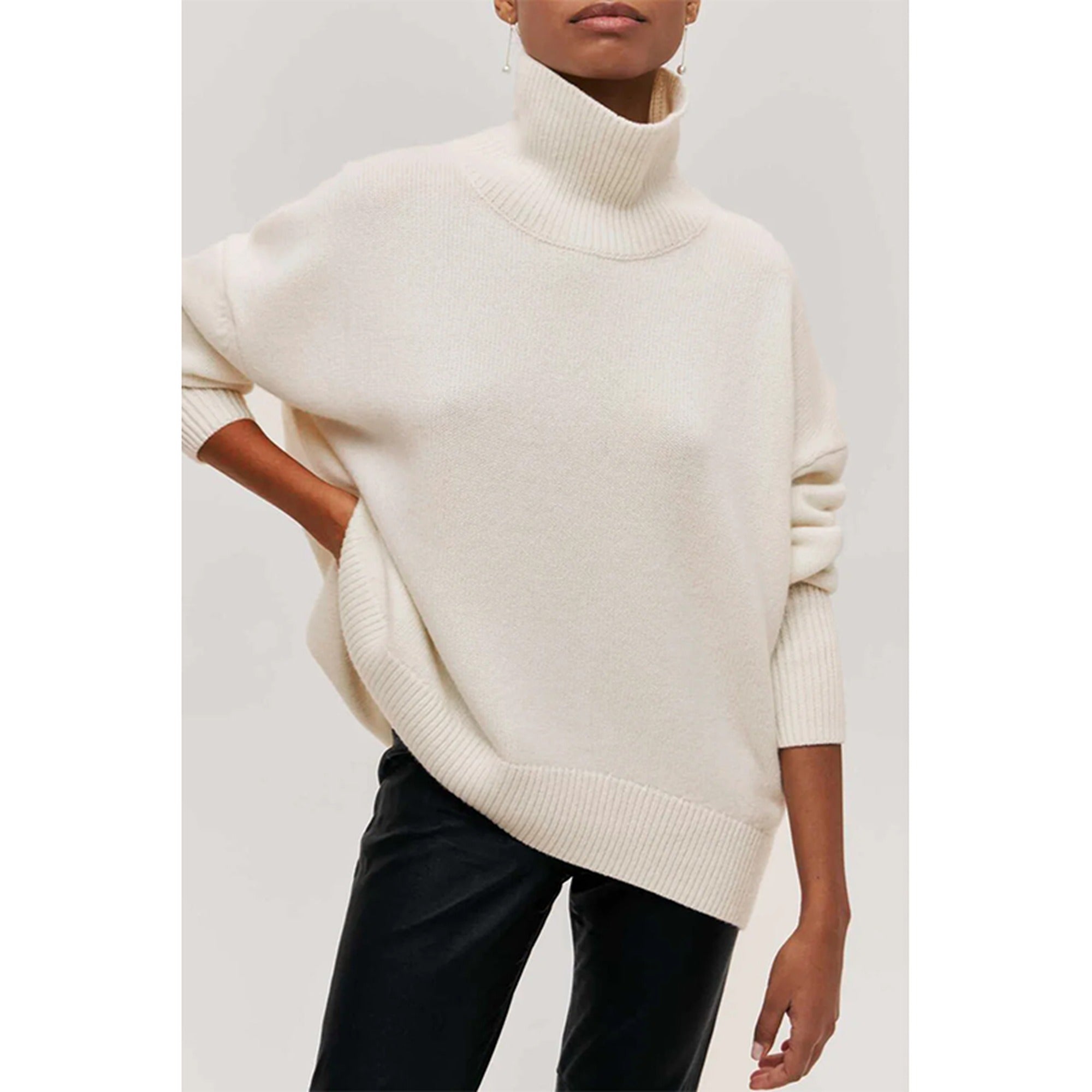 Adele | Oversized Turtleneck Sweater for Women - Beige