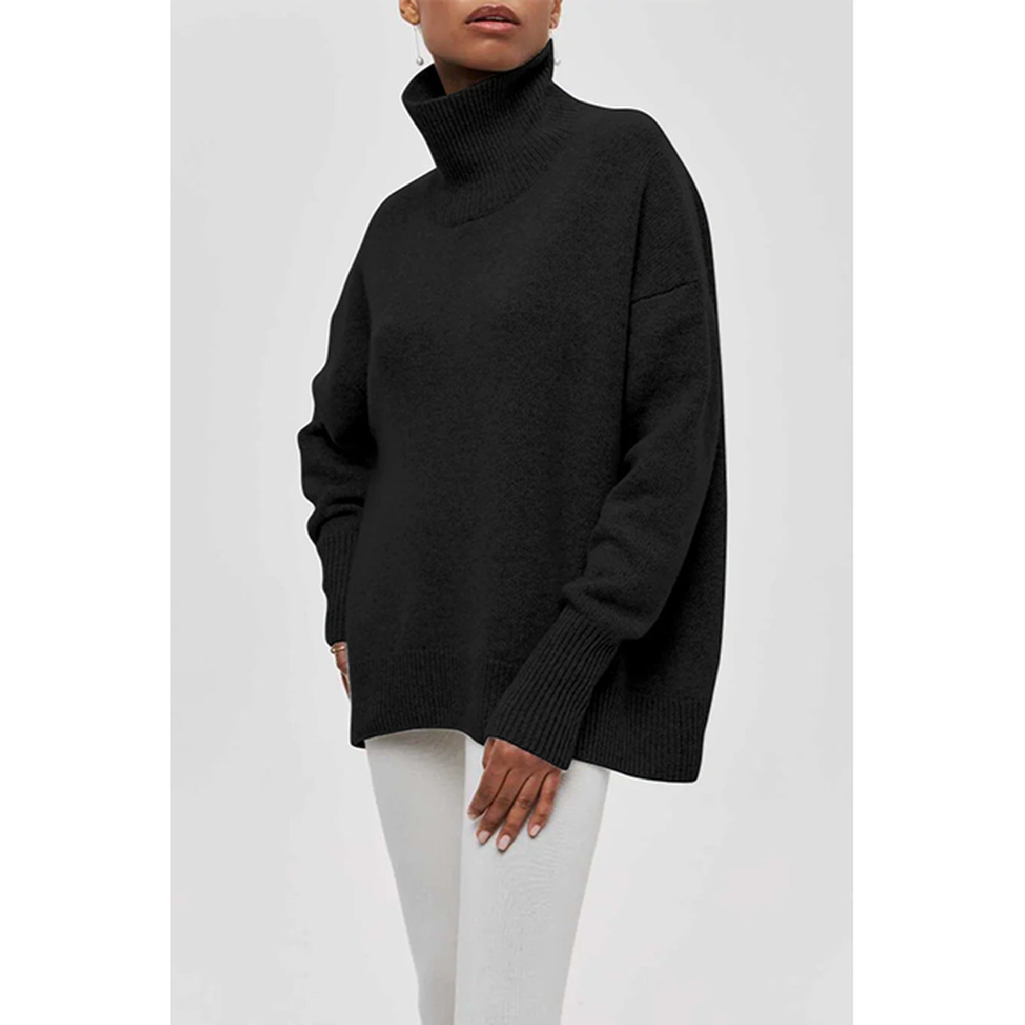 Adele | Oversized Turtleneck Sweater for Women - Black
