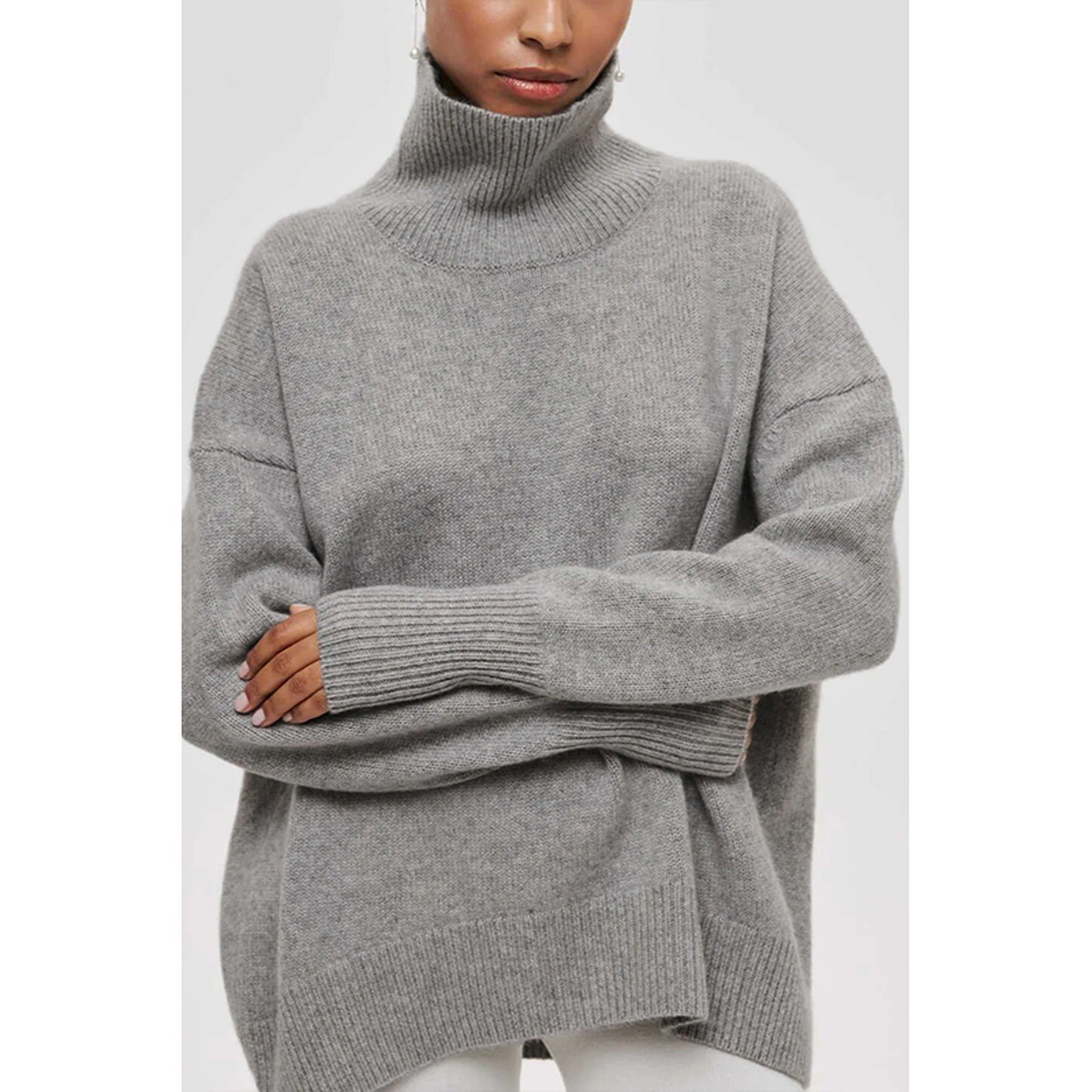 Adele | Oversized Turtleneck Sweater for Women - Gray