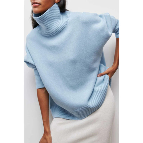 Adele | Oversized Turtleneck Sweater for Women - Light Blue