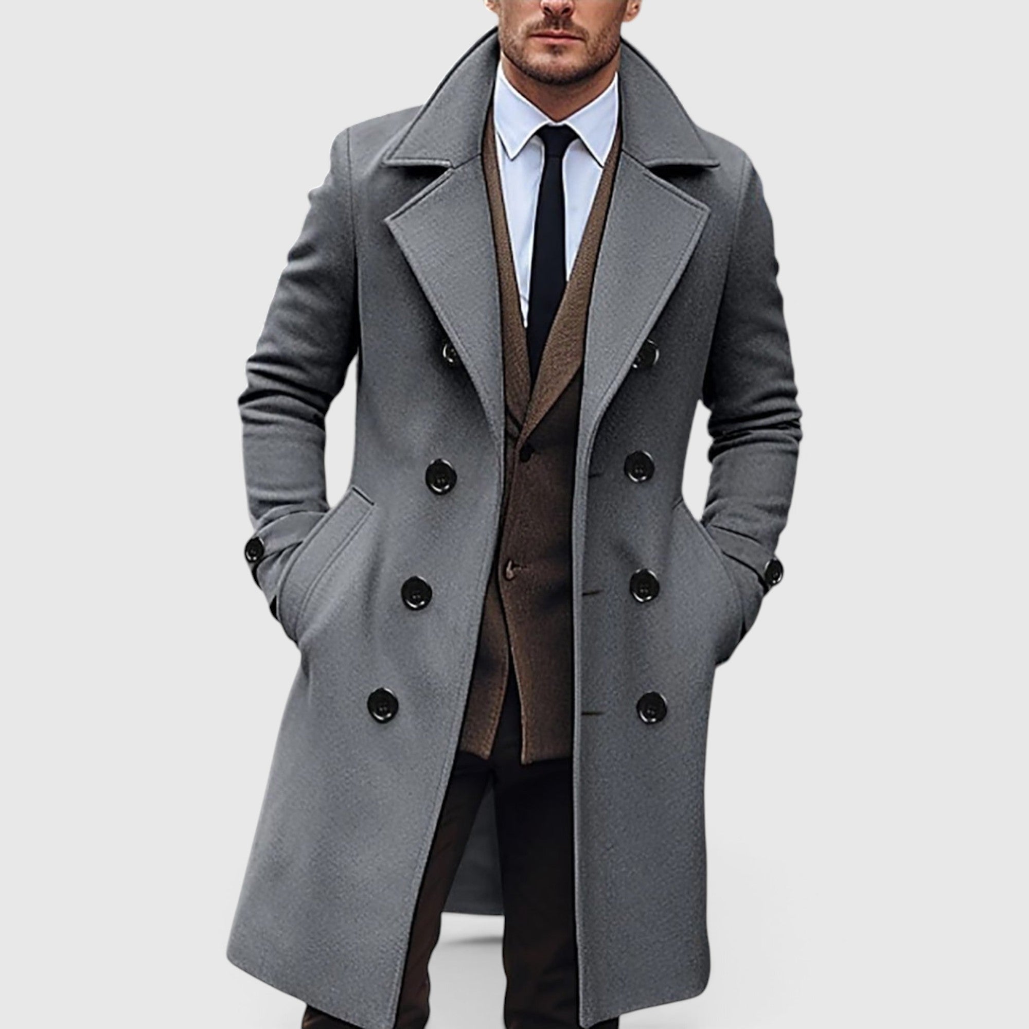 Simon | Men's Wool Coat - Classic Trench Coat for Warm Winter Wear
