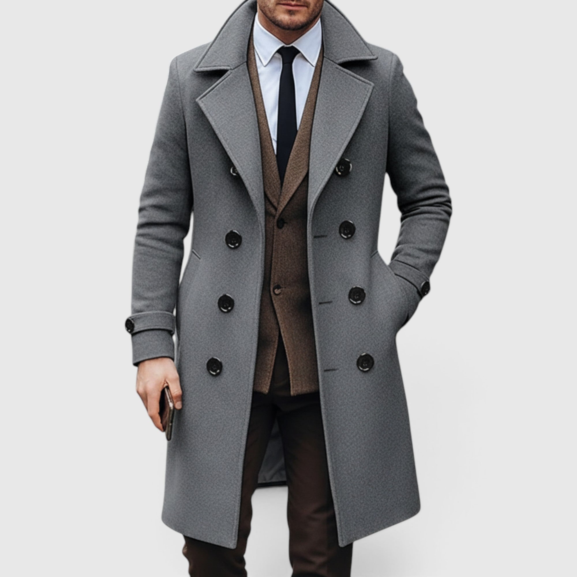 Simon | Men's Wool Coat - Classic Trench Coat for Warm Winter Wear