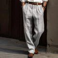 James | Pleated Wide Leg Pants for Men - High Waisted Relaxed Fit - Gray