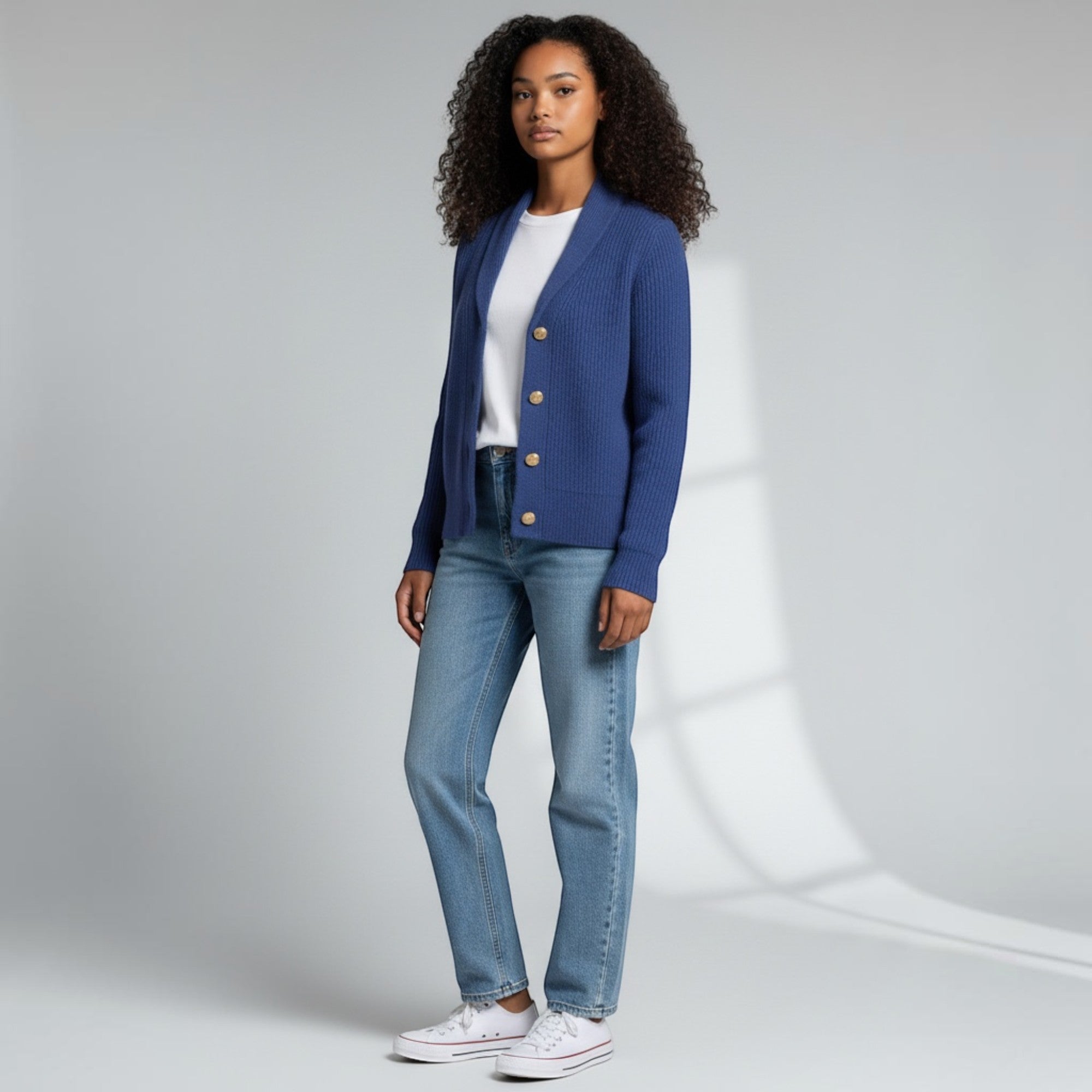 Ellmont London | Women’s Casual Button Soft Knit  Cardigan with Lapel Neck