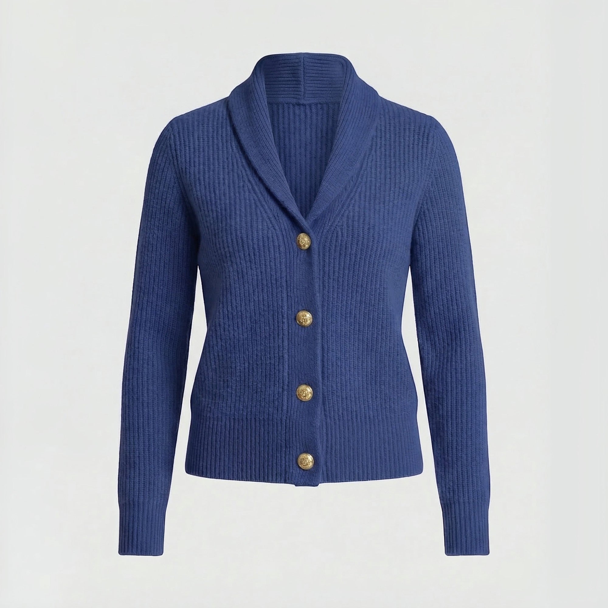 Ellmont London | Women's Classic Knit Cardigan with Lapel Collar and Long Sleeves