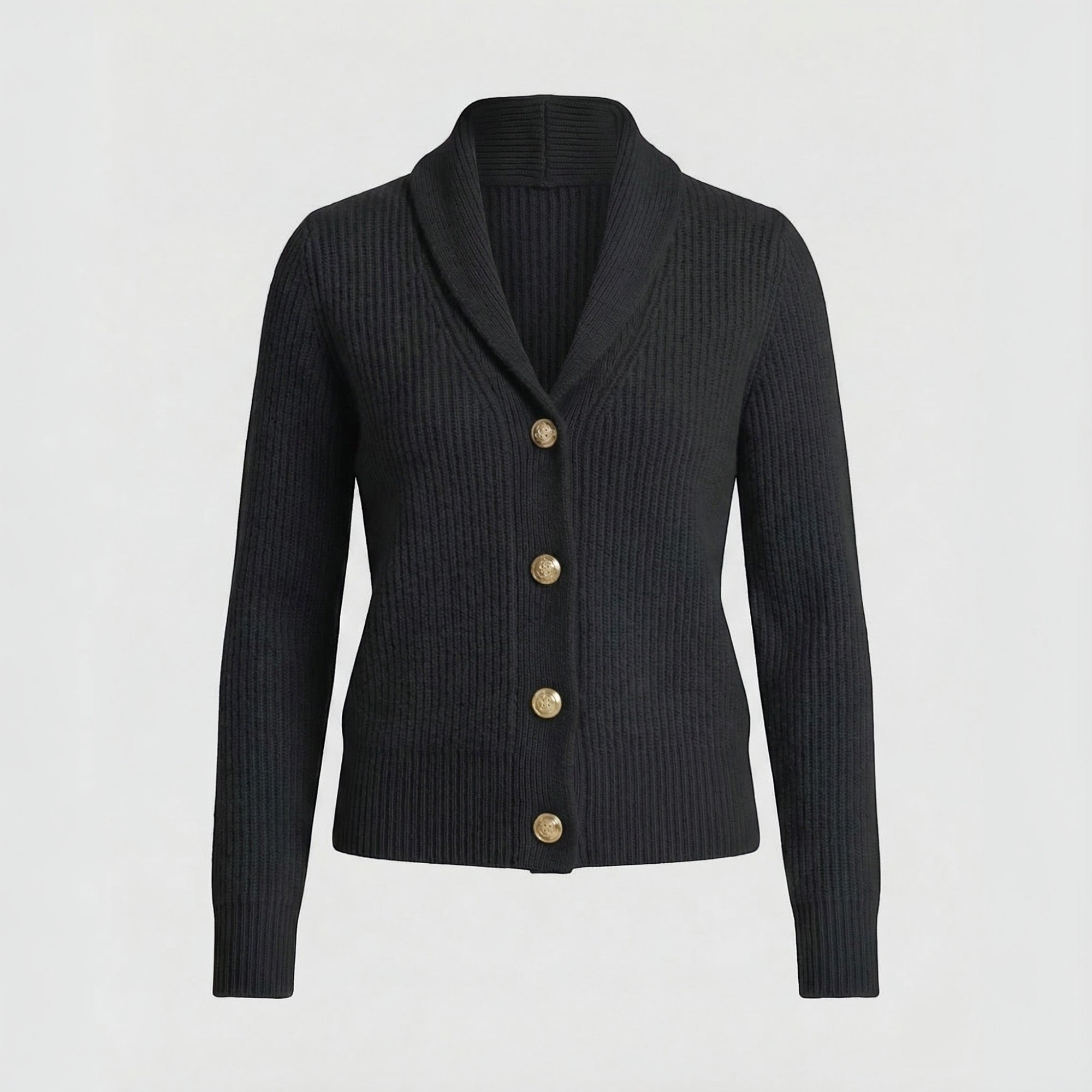 Ellmont London | Women's Classic Knit Cardigan with Lapel Collar and Long Sleeves