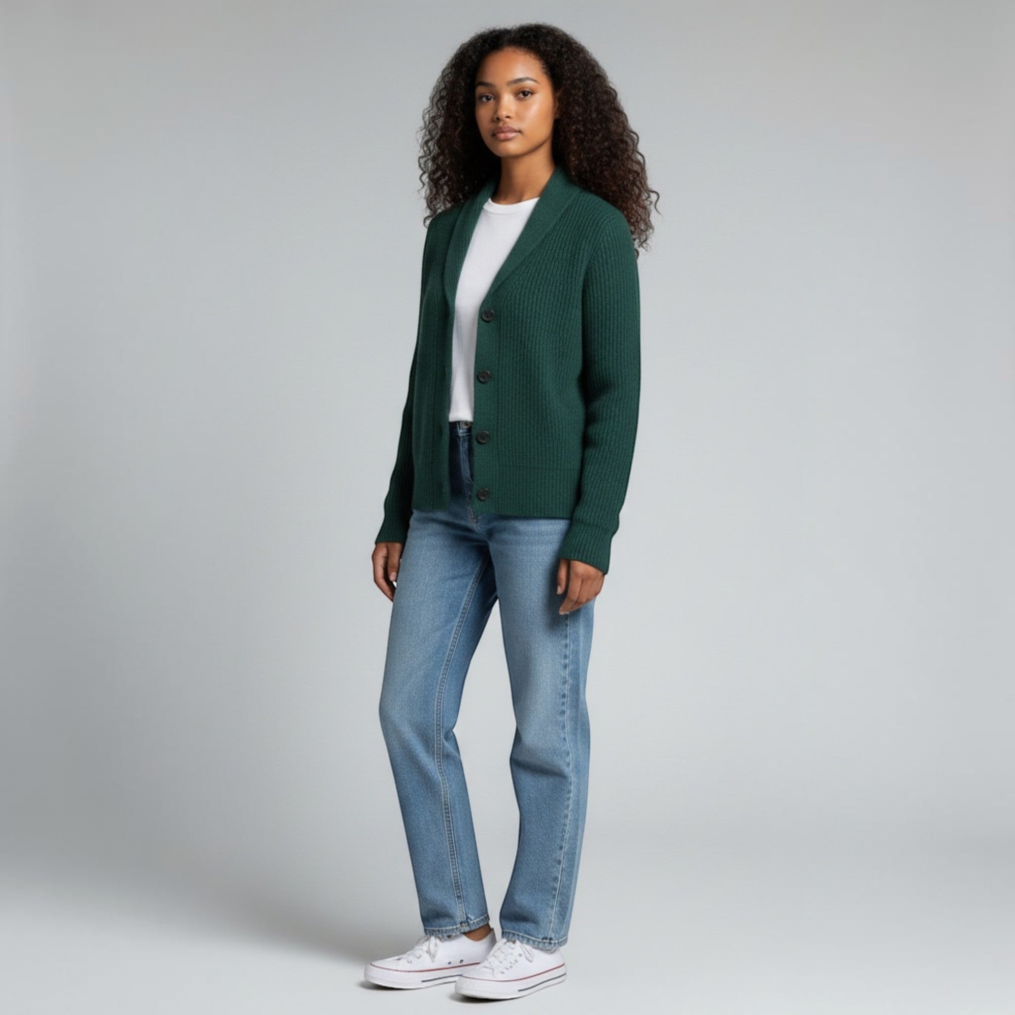 Ellmont London | Women’s Casual Button Soft Knit  Cardigan with Lapel Neck