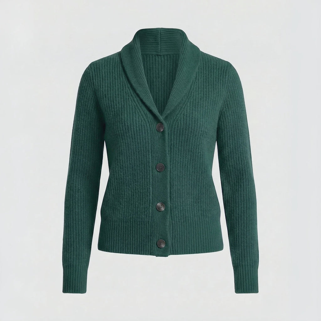 Ellmont London | Women's Classic Knit Cardigan with Lapel Collar and Long Sleeves