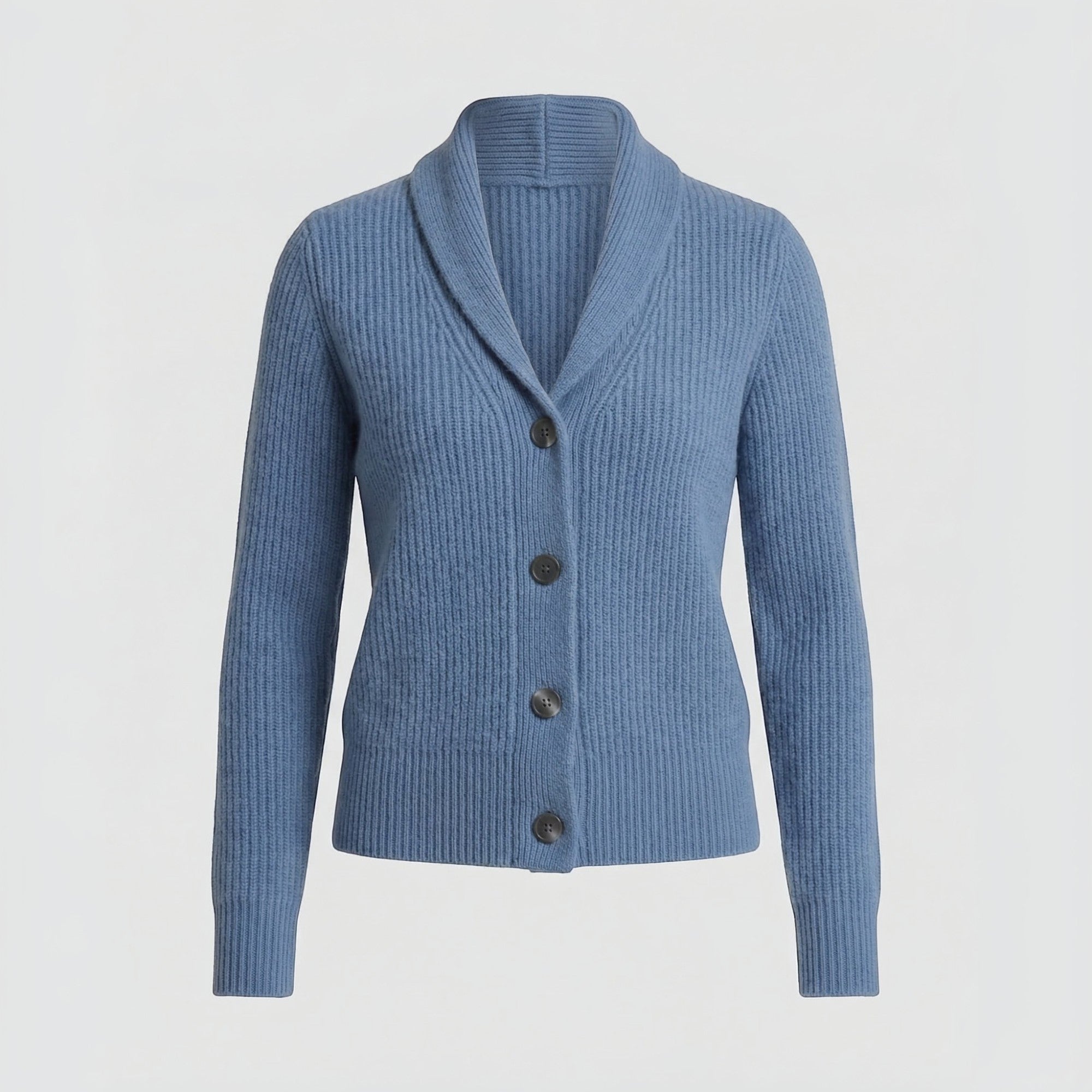 Ellmont London | Women's Classic Knit Cardigan with Lapel Collar and Long Sleeves