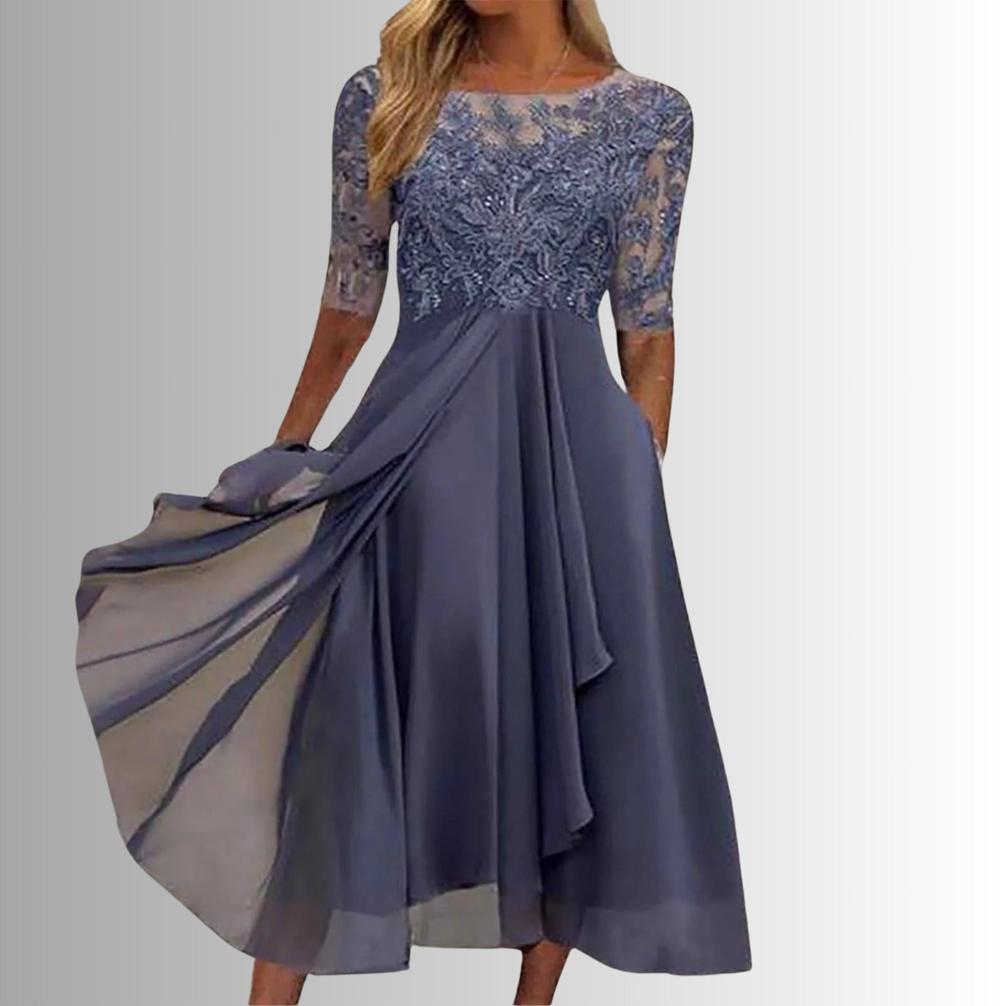 Selina | Elegant Lace Dress - Purple