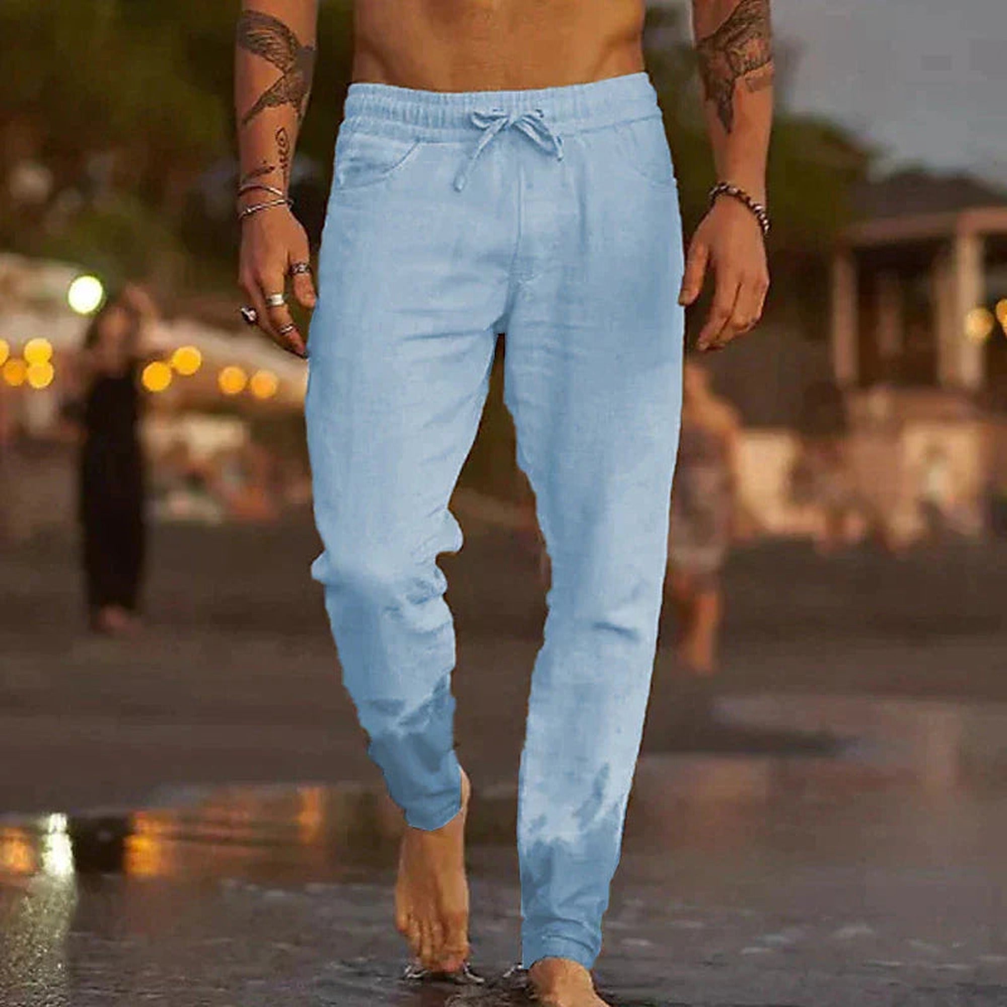 Sofia | Classic Lace Summer Pants - Light Blue