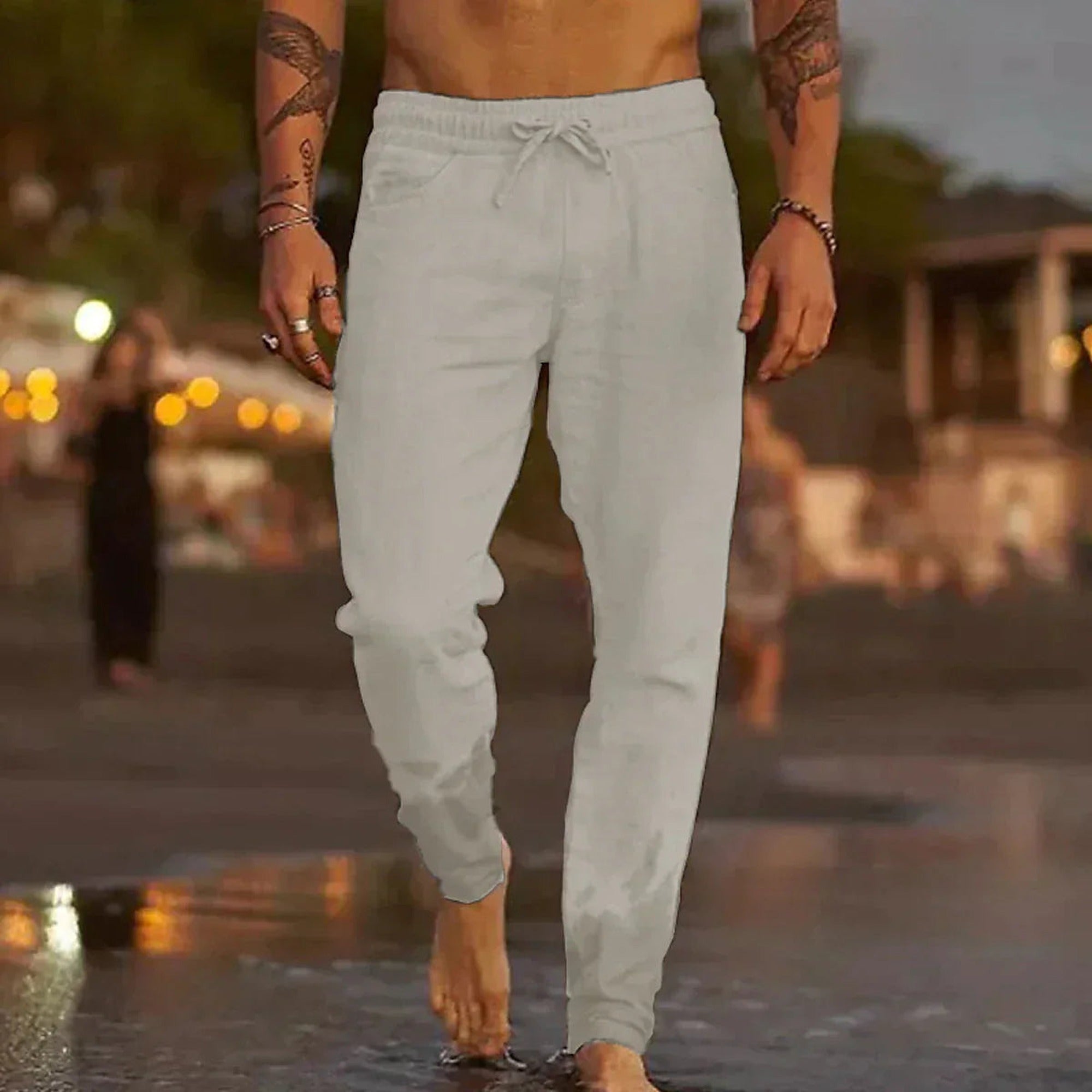 Sofia | Classic Lace Summer Pants - Light Gray