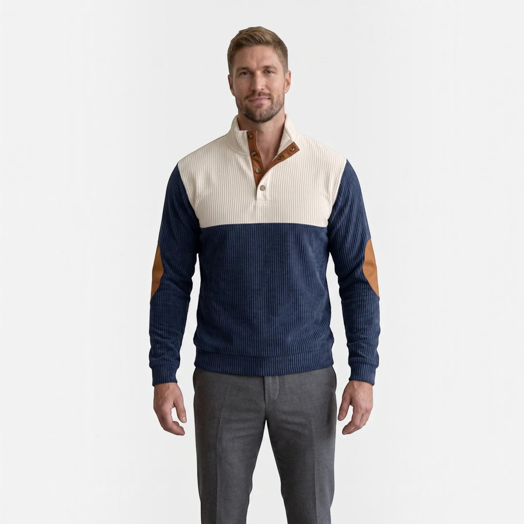 Ellmont London | Men's Corduroy Knit Sweater Cardigan Long Sleeve Pullover