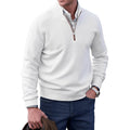 Martin | Men's Quarter-Zip Knit Pullover Sweater Regular Fit Long Sleeve - White