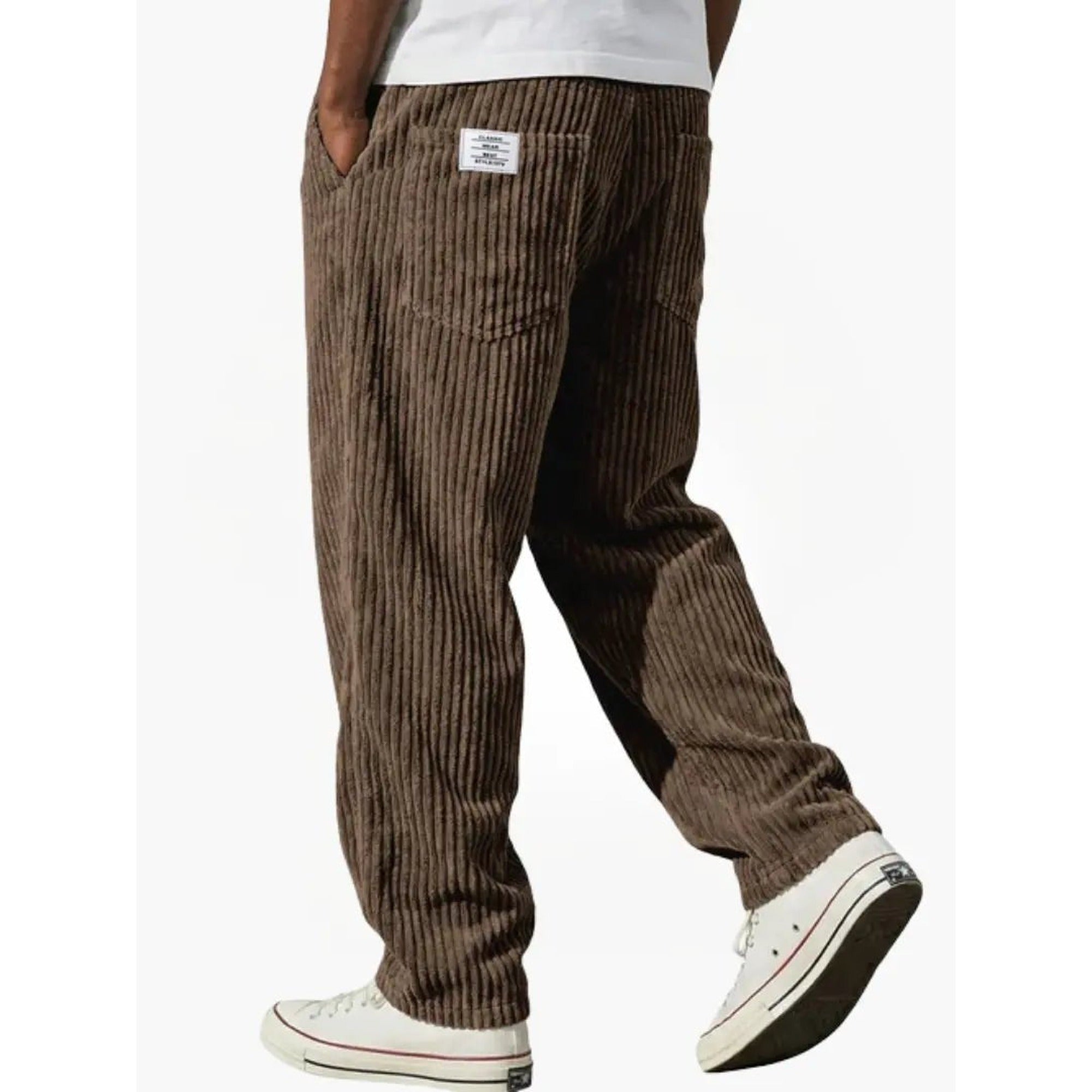 Connor | Men's Corduroy Pants Relaxed Fit Drawstring Waist - Brown
