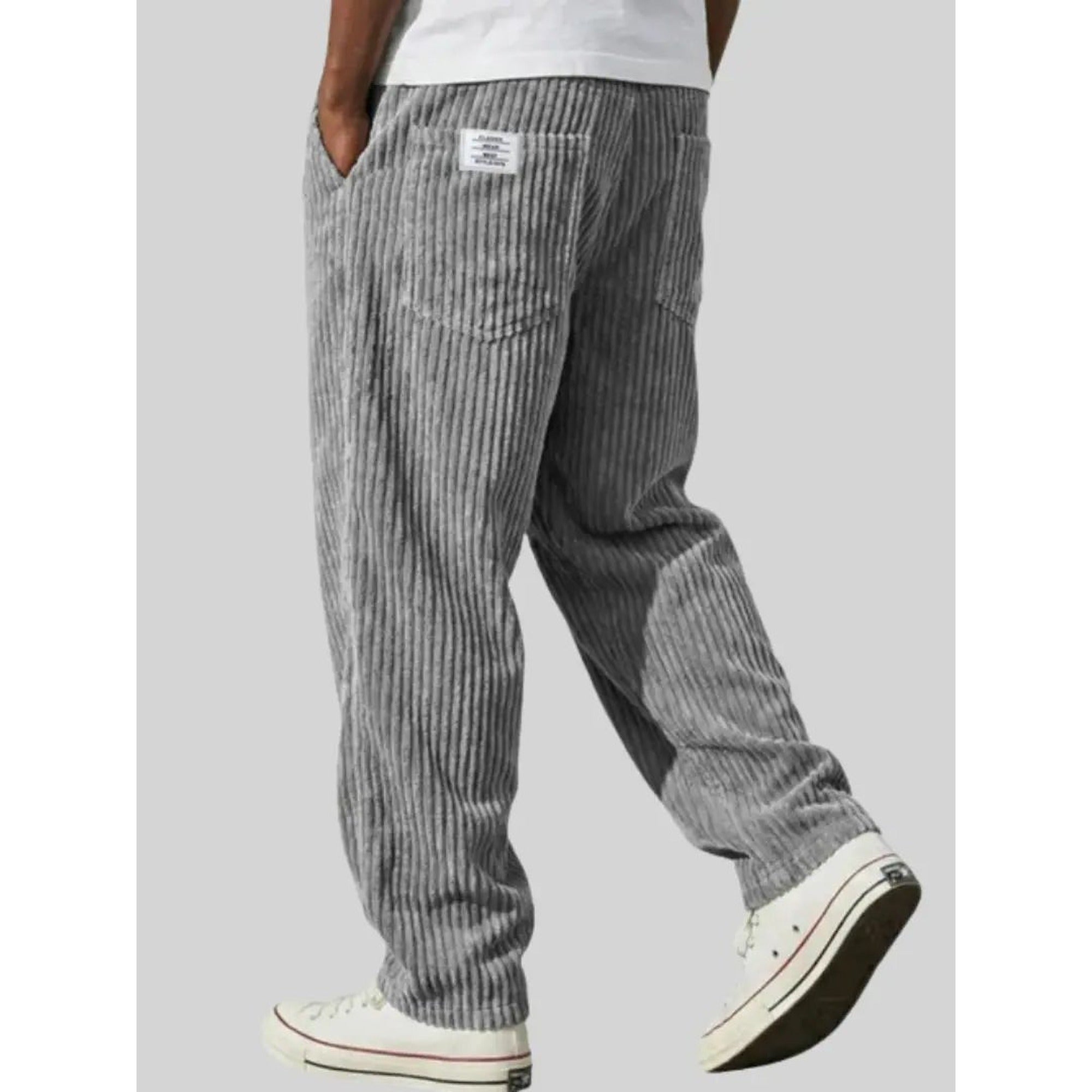 Connor | Men's Corduroy Pants Relaxed Fit Drawstring Waist - Gray