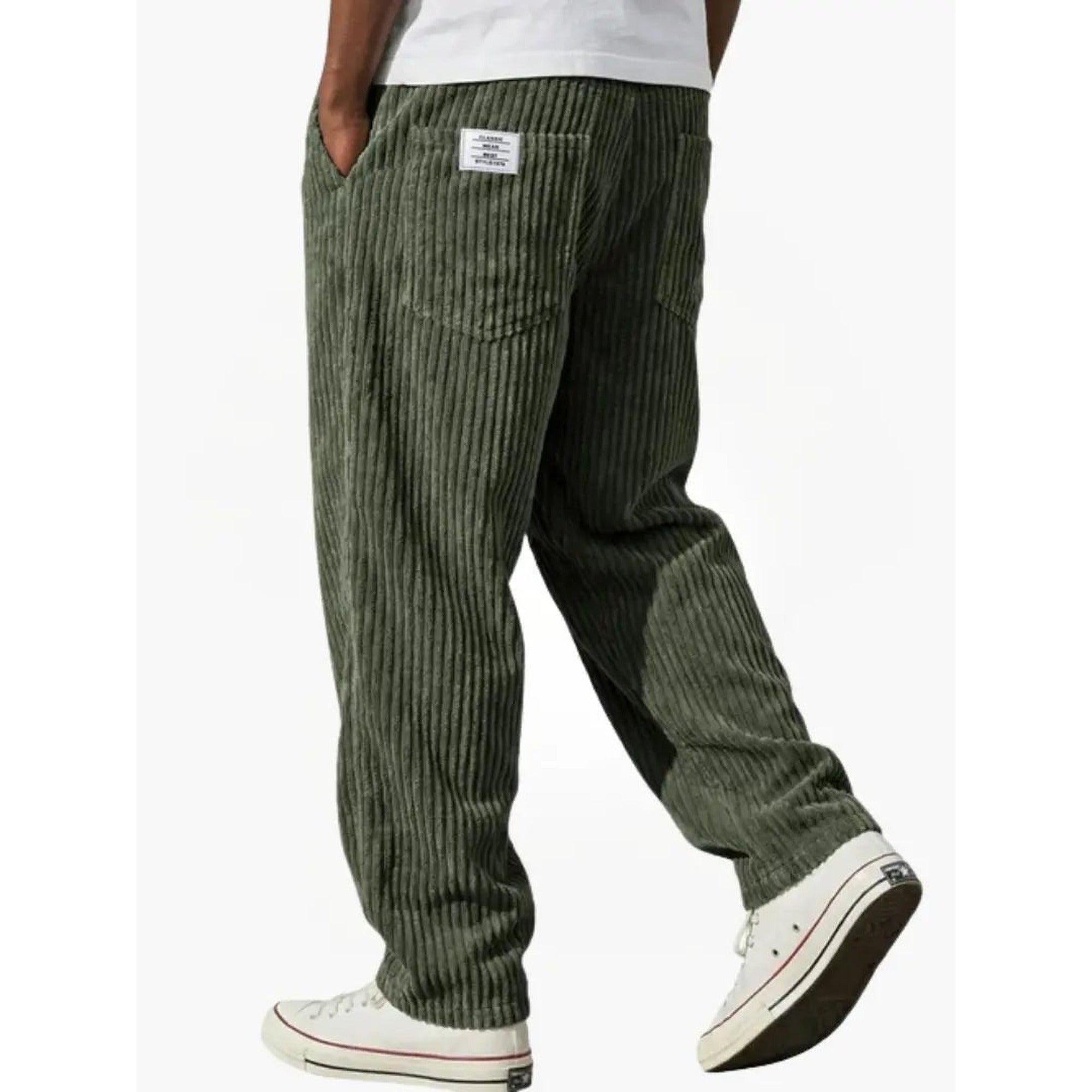 Connor | Men's Corduroy Pants Relaxed Fit Drawstring Waist - Green