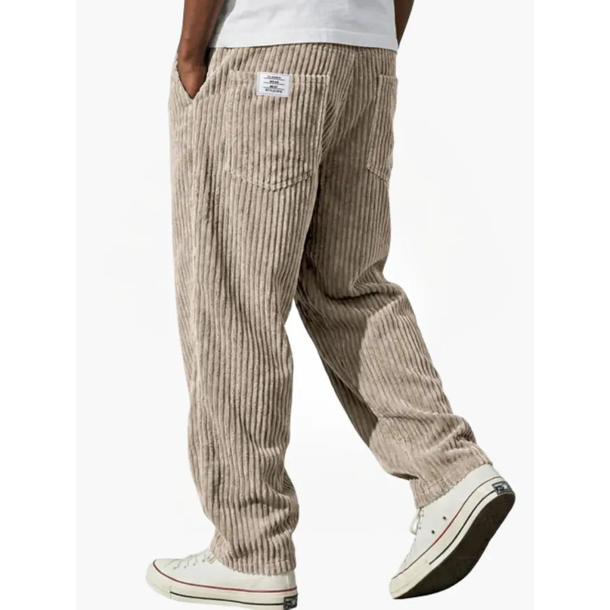 Connor | Men's Corduroy Pants Relaxed Fit Drawstring Waist - Khaki