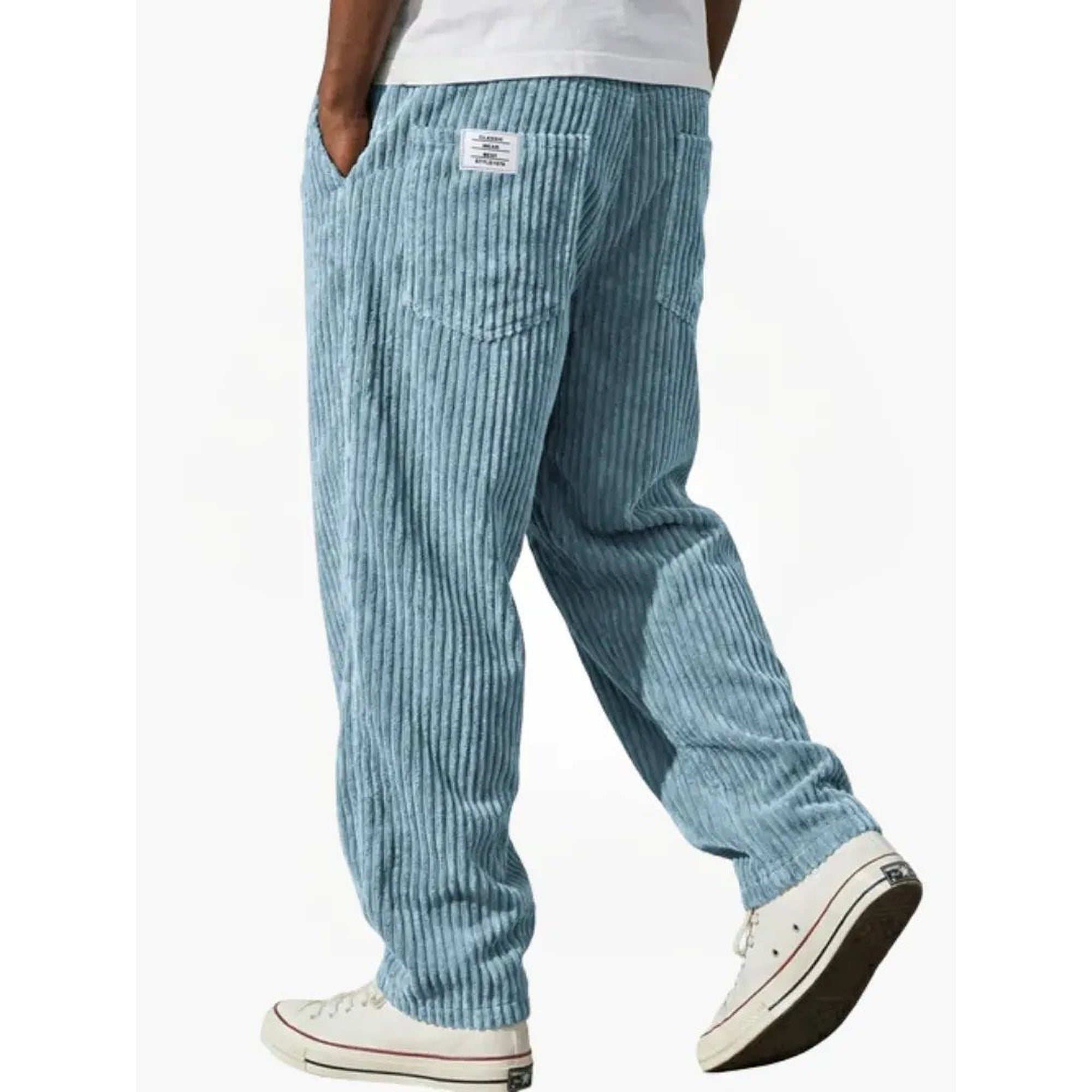 Connor | Men's Corduroy Pants Relaxed Fit Drawstring Waist - Light Blue
