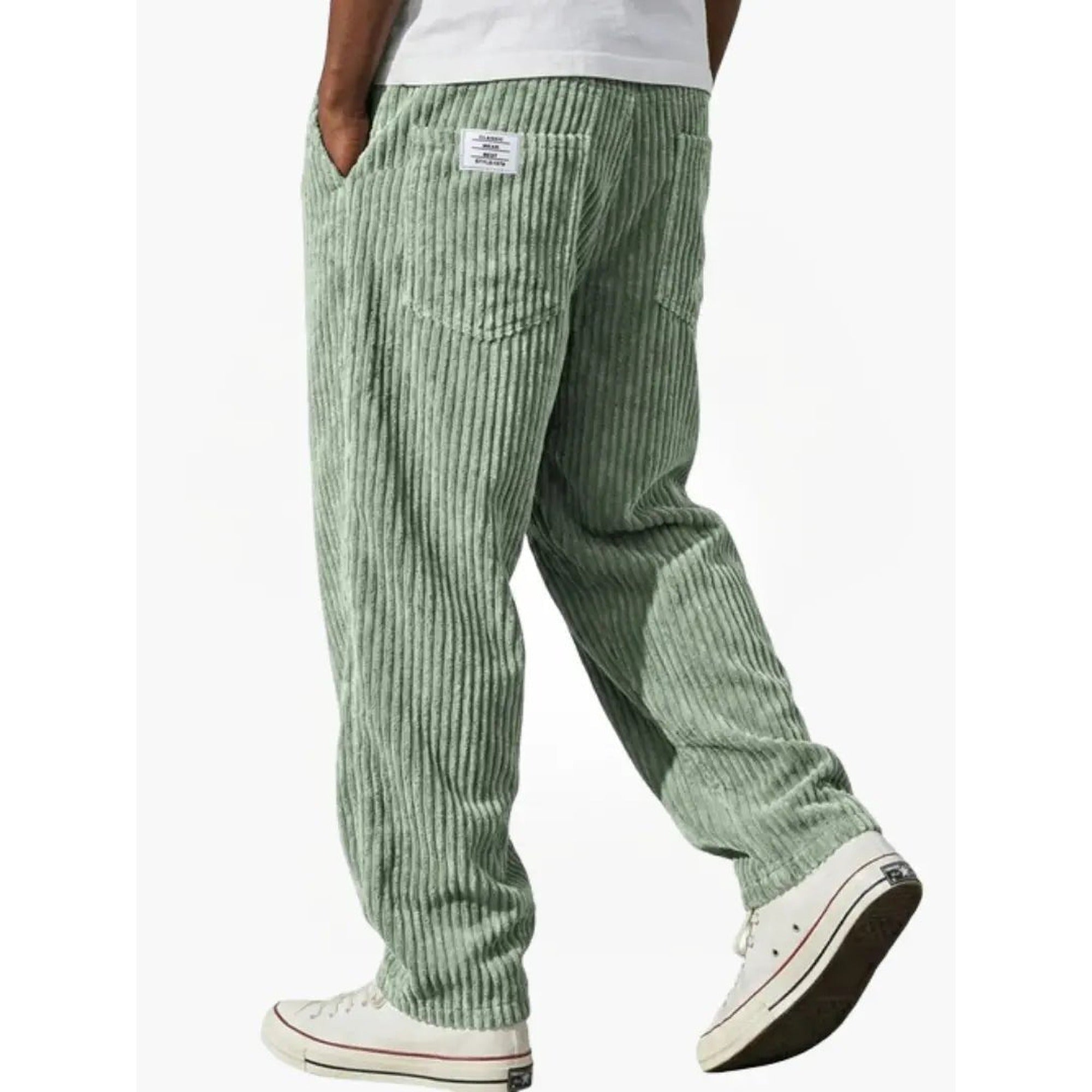 Connor | Men's Corduroy Pants Relaxed Fit Drawstring Waist - Light Green