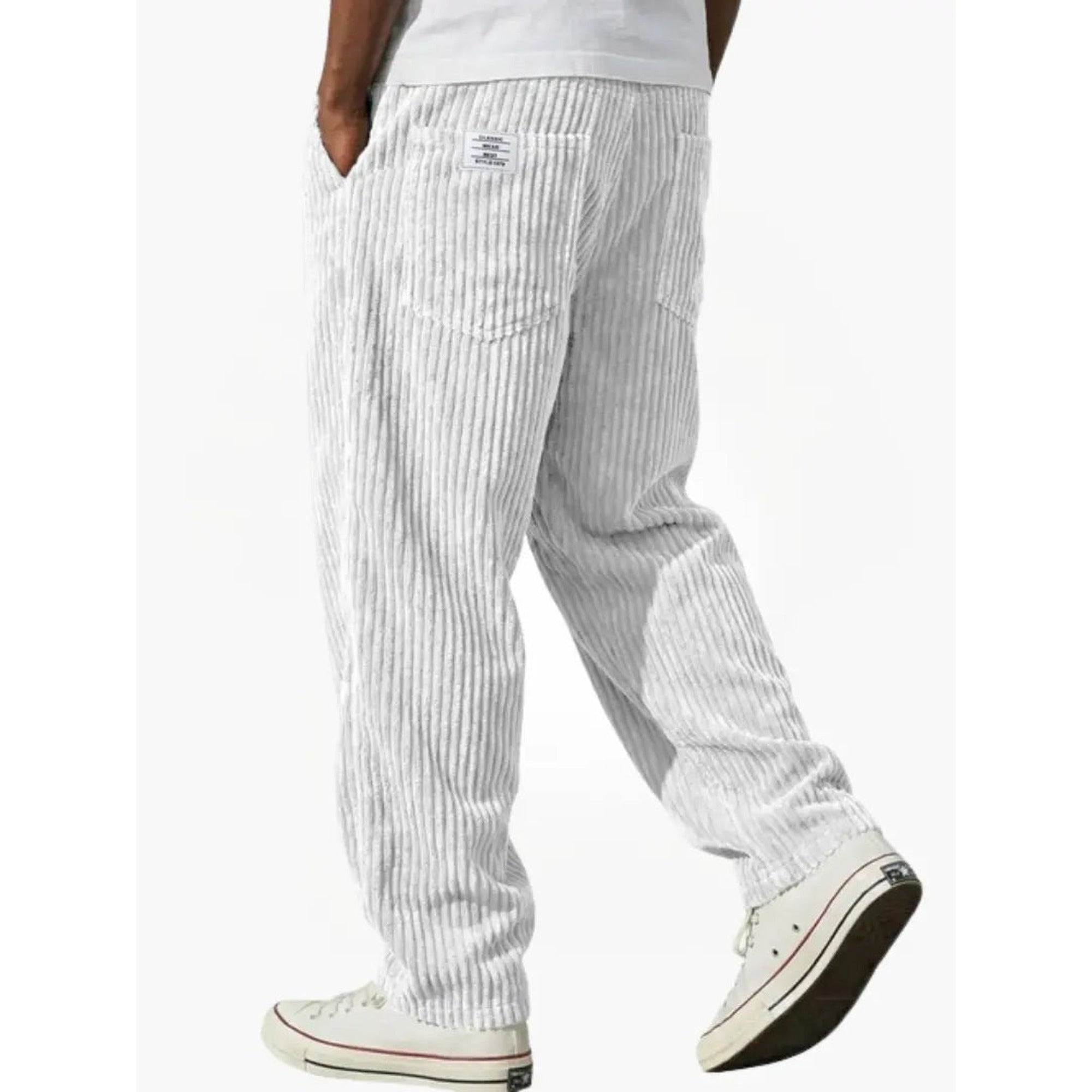 Connor | Men's Corduroy Pants Relaxed Fit Drawstring Waist - White