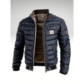 Xavier | Men's Quilted Bomber Jacket Stand Collar Lightweight - Navy Blue