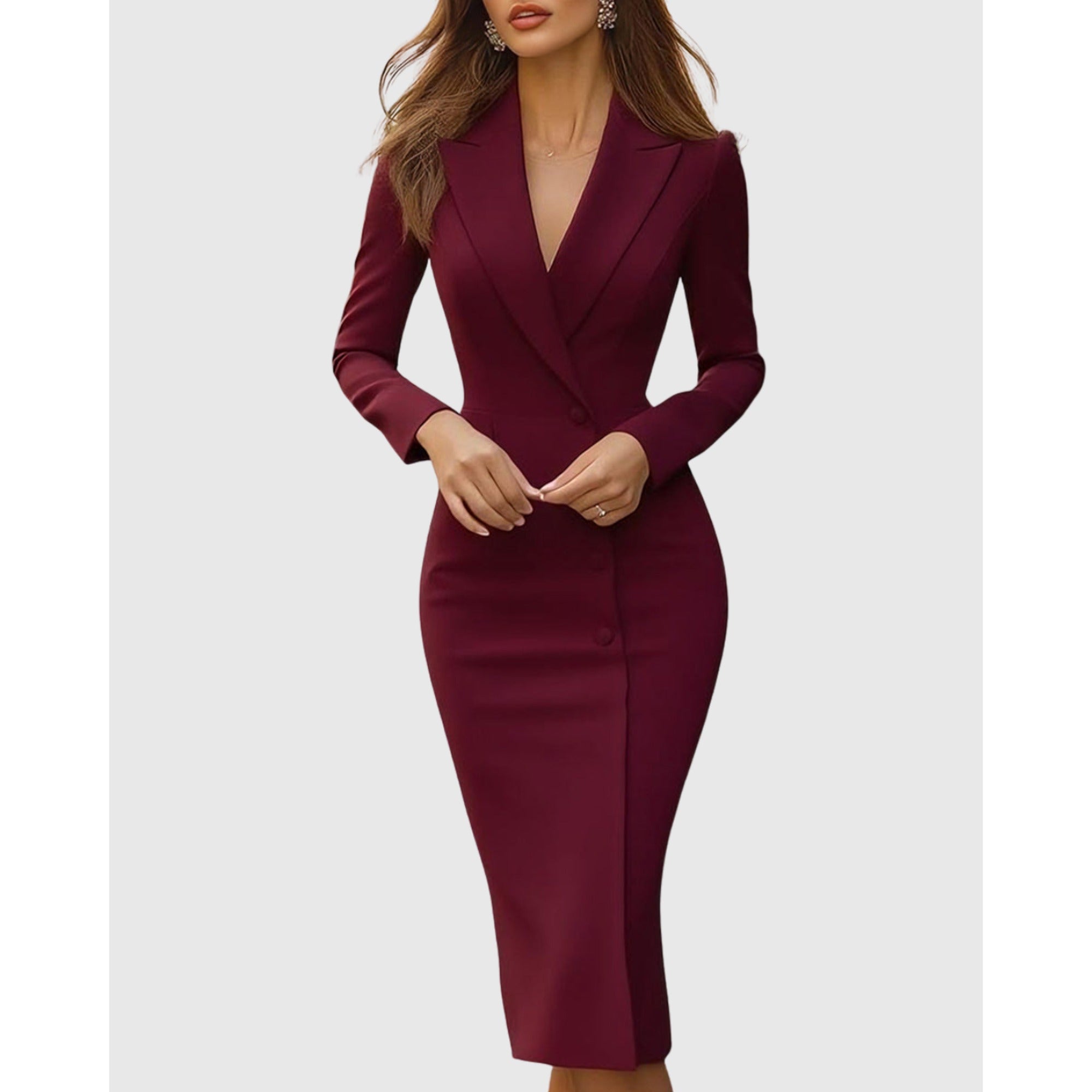 Dora | Elegant Tailored Midi Dress - Mulberry