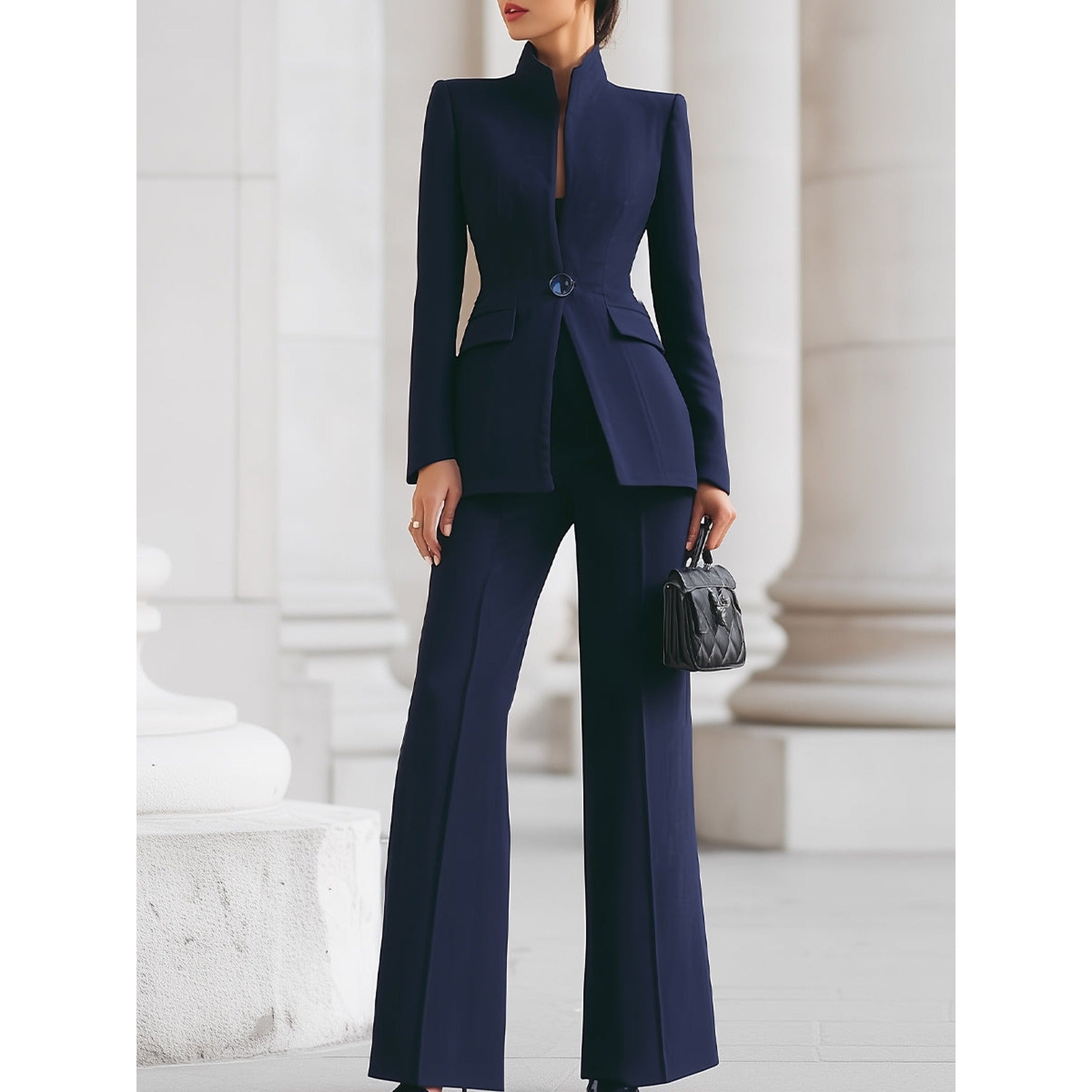 Harriet | Sharie - Elegant Blazer & Trouser Suit Set - Blue (Almost Sold Out)
