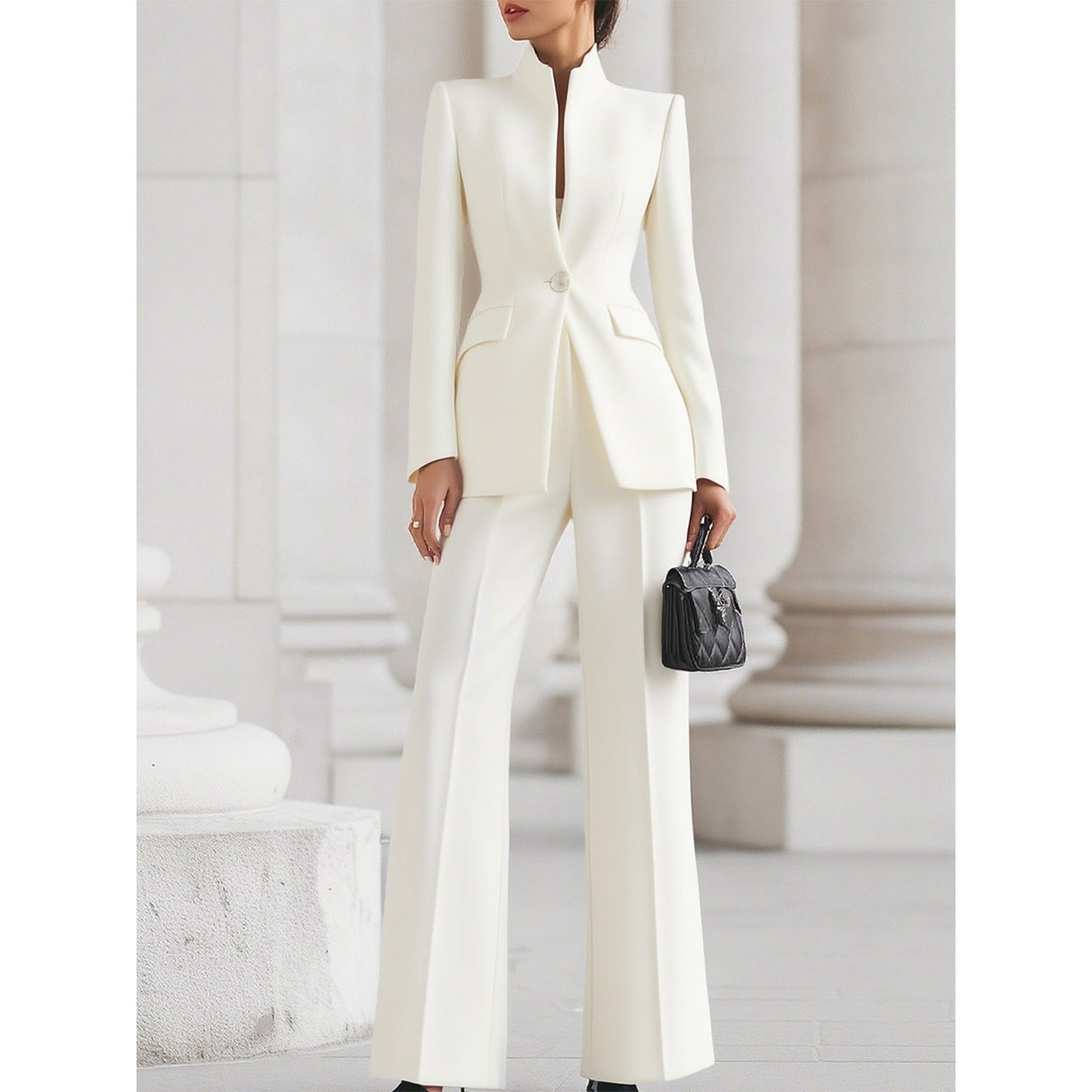Harriet | Sharie - Elegant Blazer & Trouser Suit Set - White