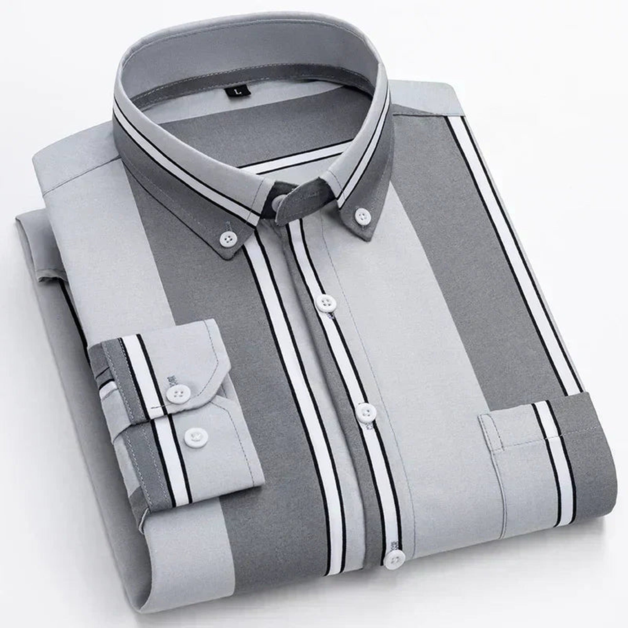 Zachary | Stylish Cotton Shirt - Light Gray