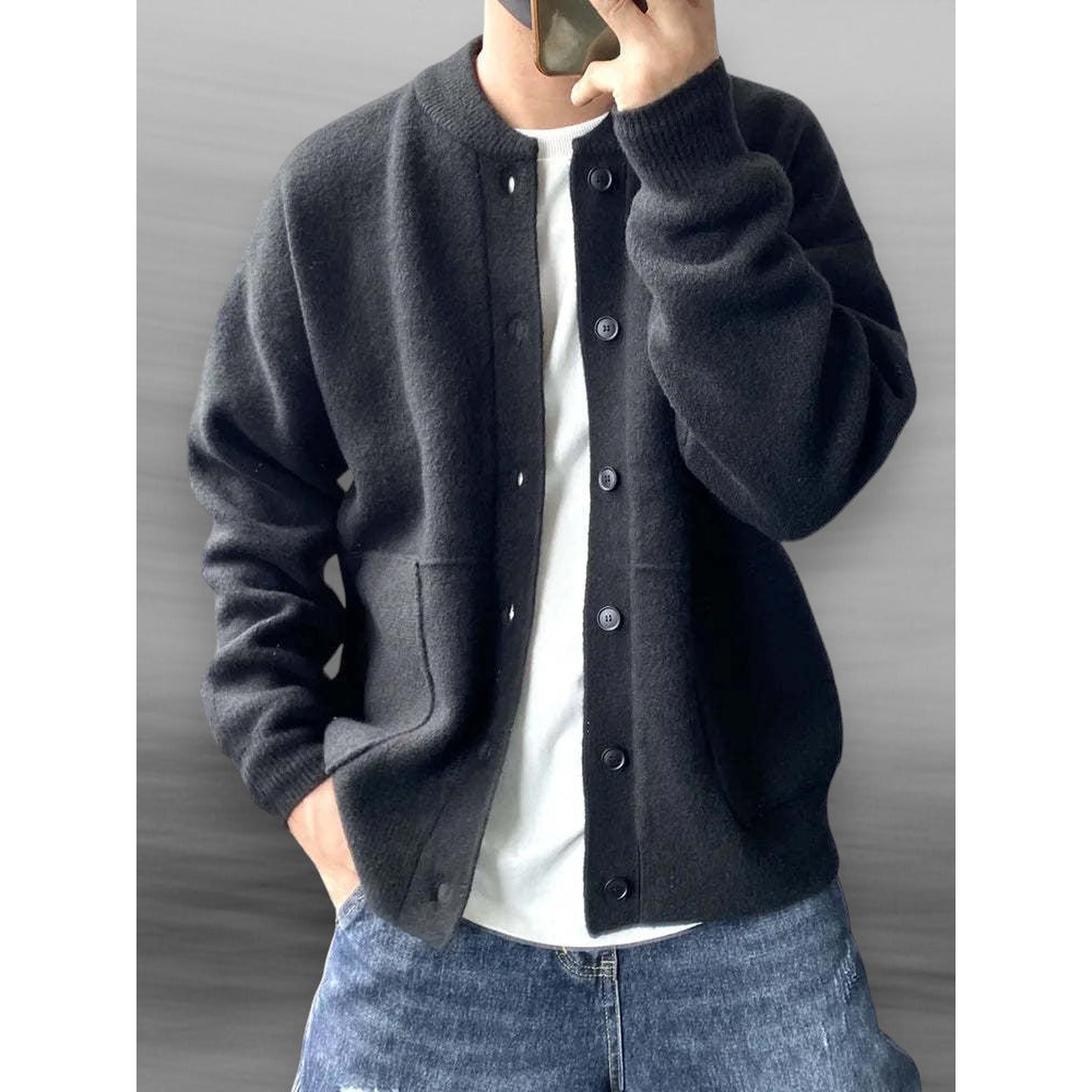Noah | Soft Cardigan Sweater for Men - Black