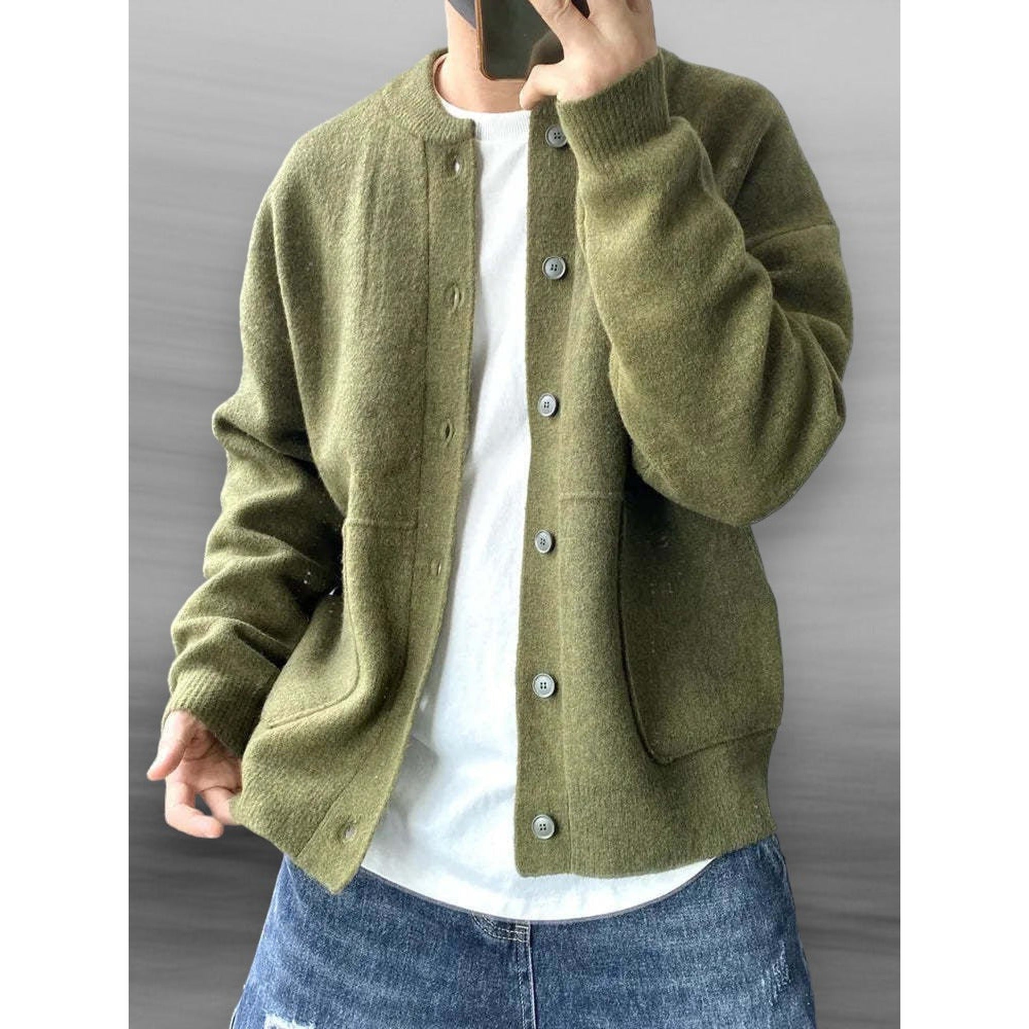 Noah | Soft Cardigan Sweater for Men - Green