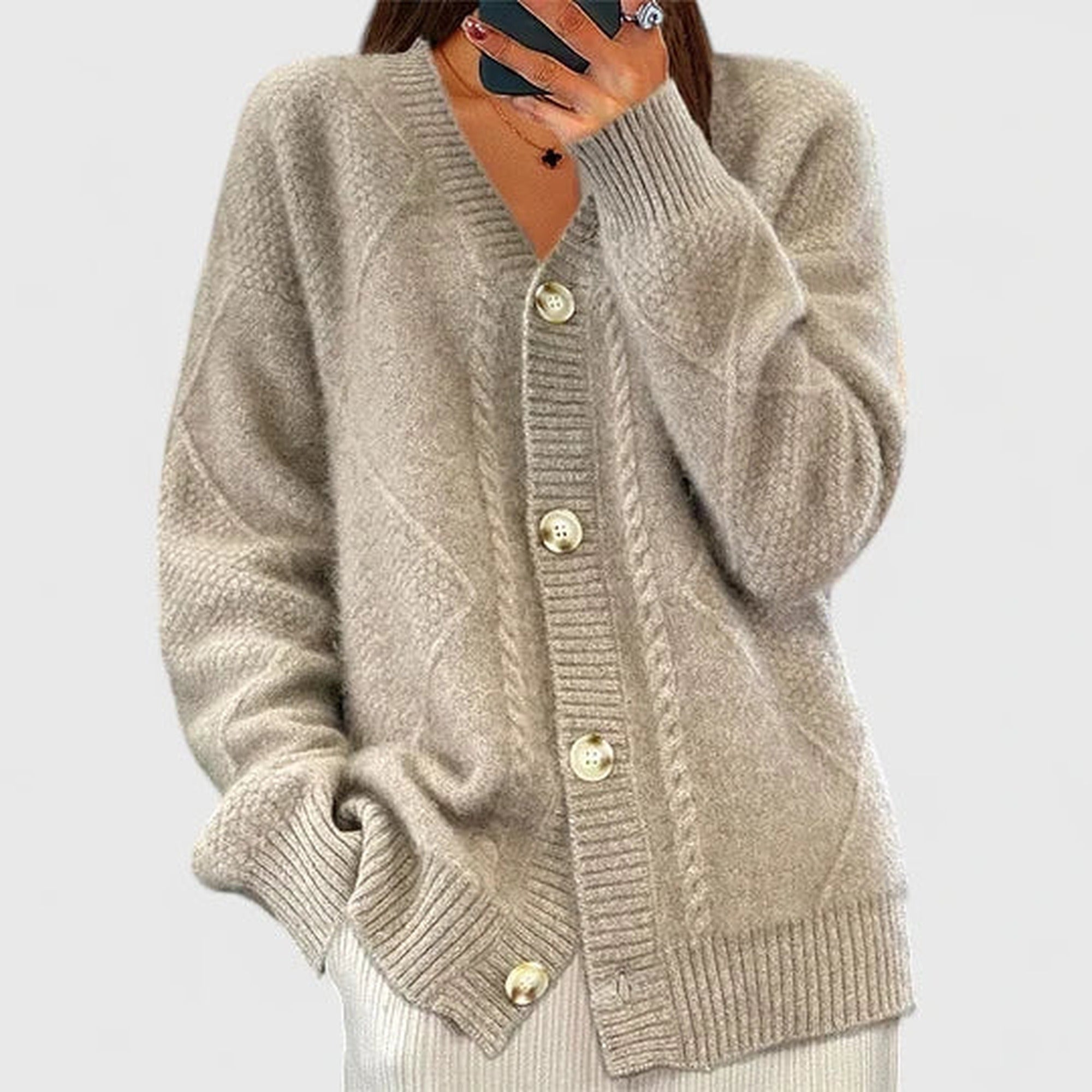 Kayla | Comfortable Cardigan - Khaki