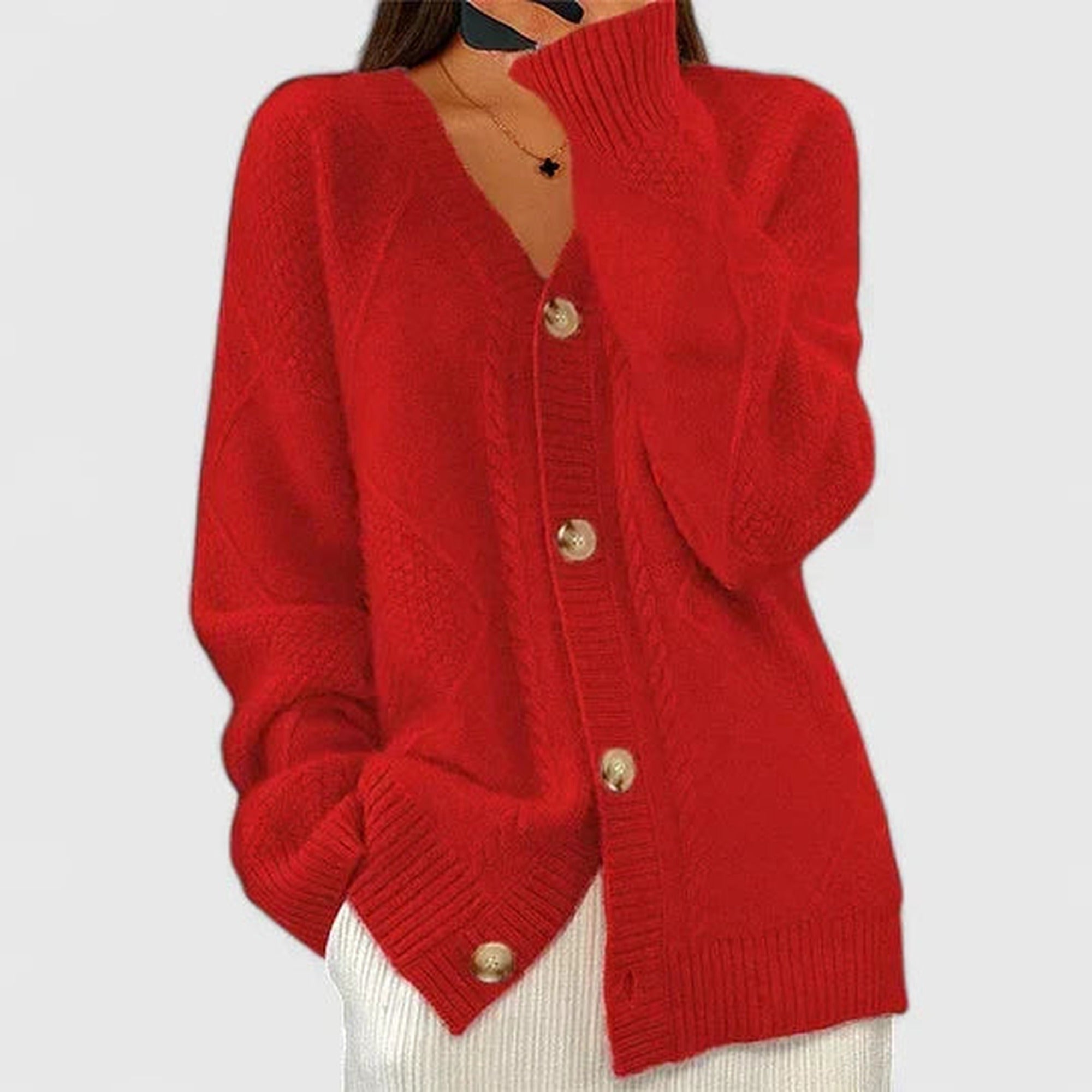 Kayla | Comfortable Cardigan - Red
