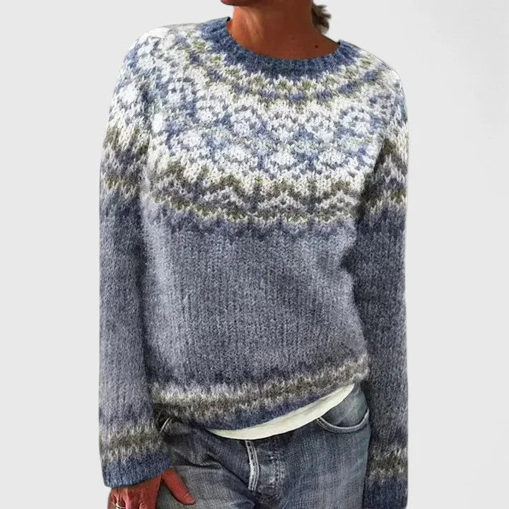Women's Fair Isle Knit Jumper – Crew Neck Pattern Jumper